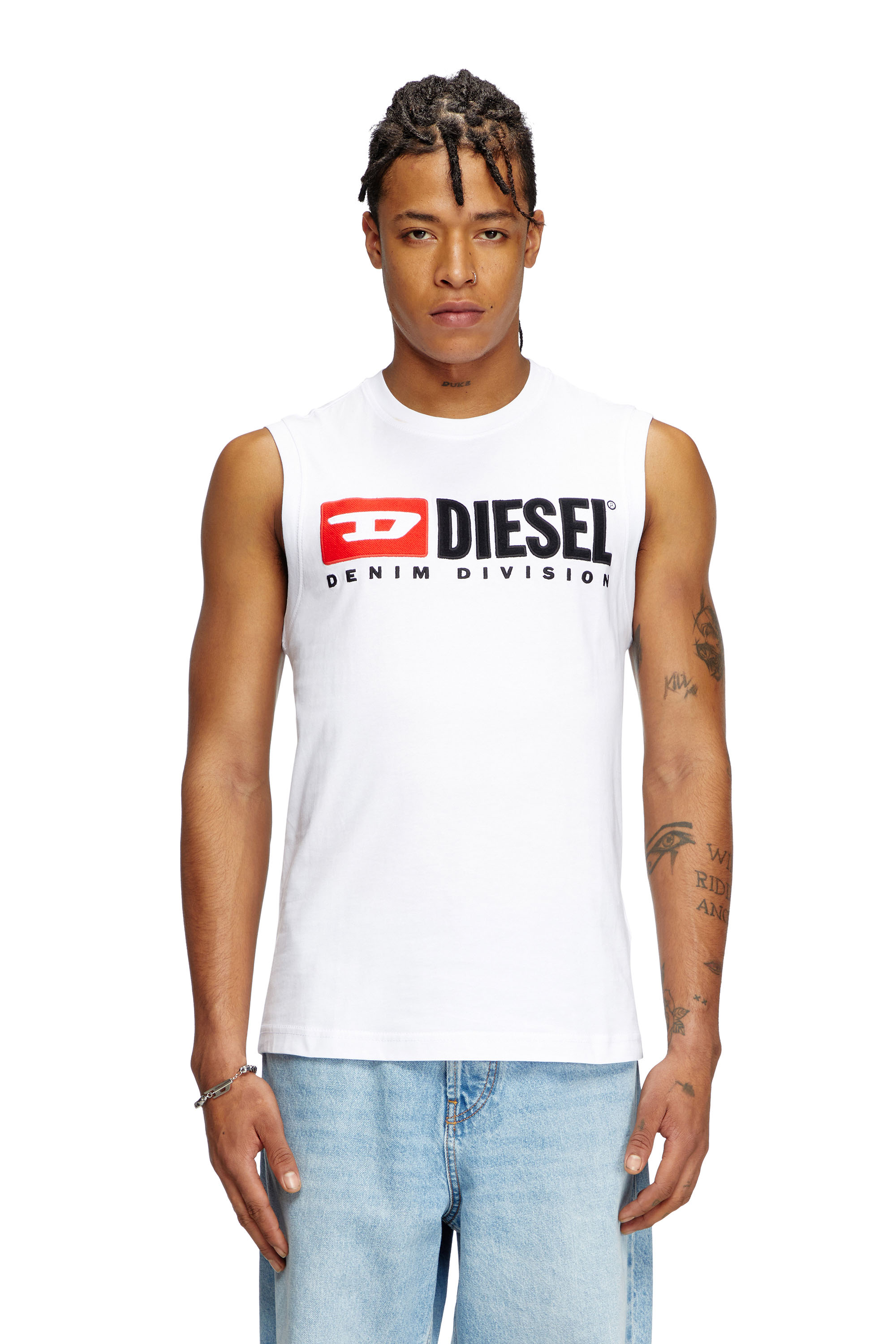Diesel - T-ISCO-DIV, Débardeur avec logo imprimé sur le devant Homme in Blanc - 3
