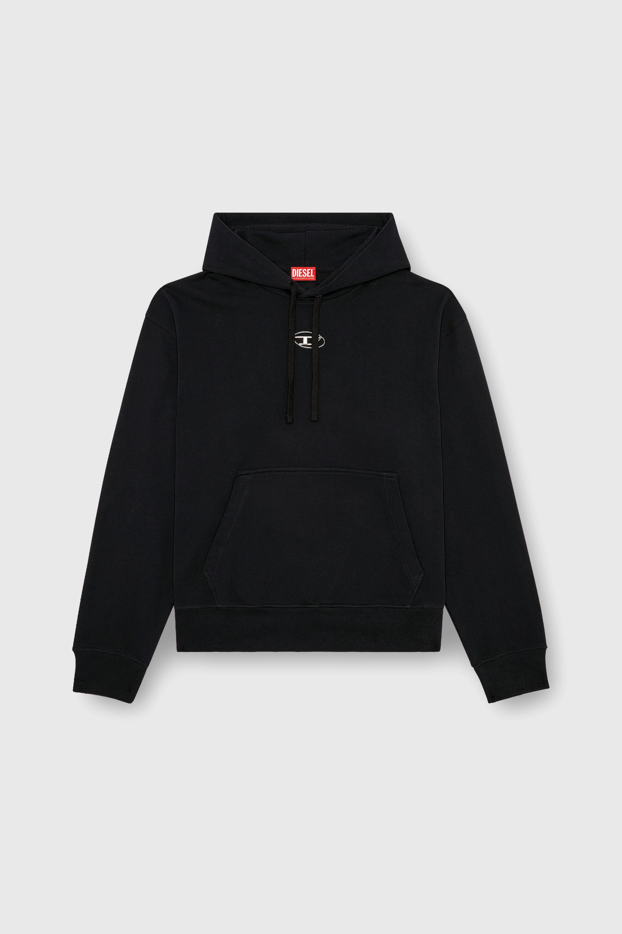 Diesel - S-MACS-HOOD-OD, Sudadera con capucha extragrande con logotipo met&aacute;lico Hombre in Negro - 2