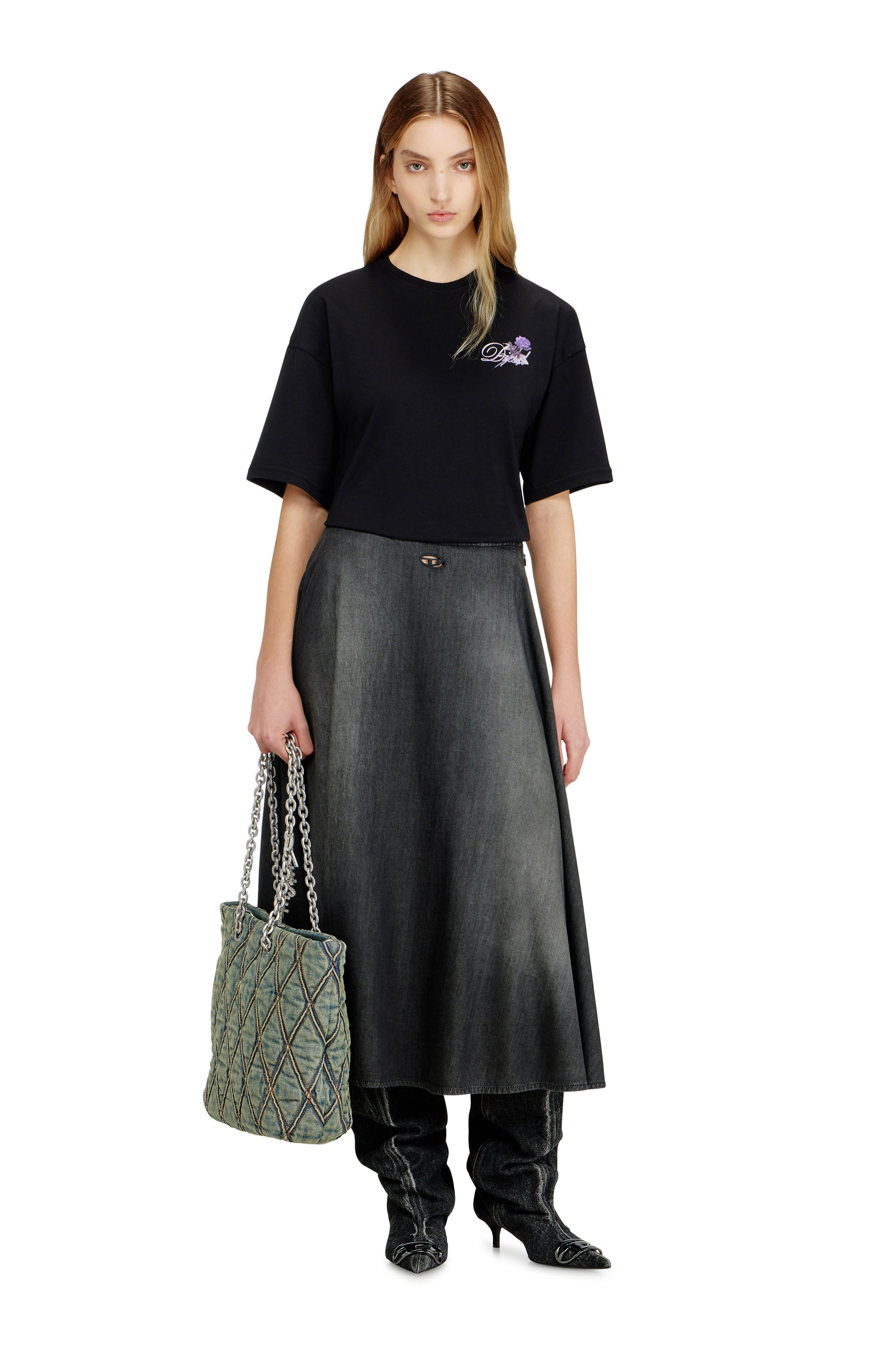 Diesel - CHARM-D SHOPPER M, Charm-D-Bolso tote en denim acolchado Mujer in Azul marino - 2