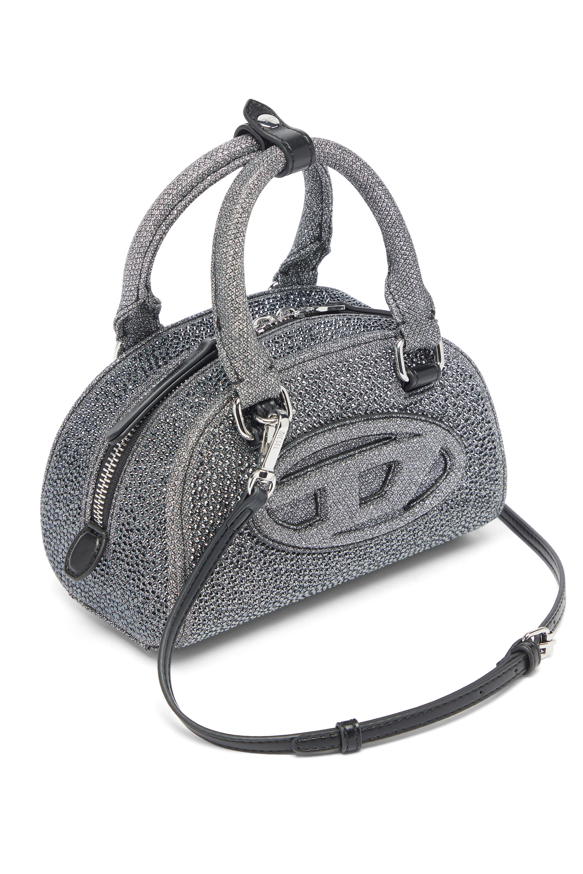 Diesel - 1DR DOME CROSSBODY, 1DR Dome - Peque&ntilde;o bolso bandolera en crystal Lurex Mujer in Negro - 5