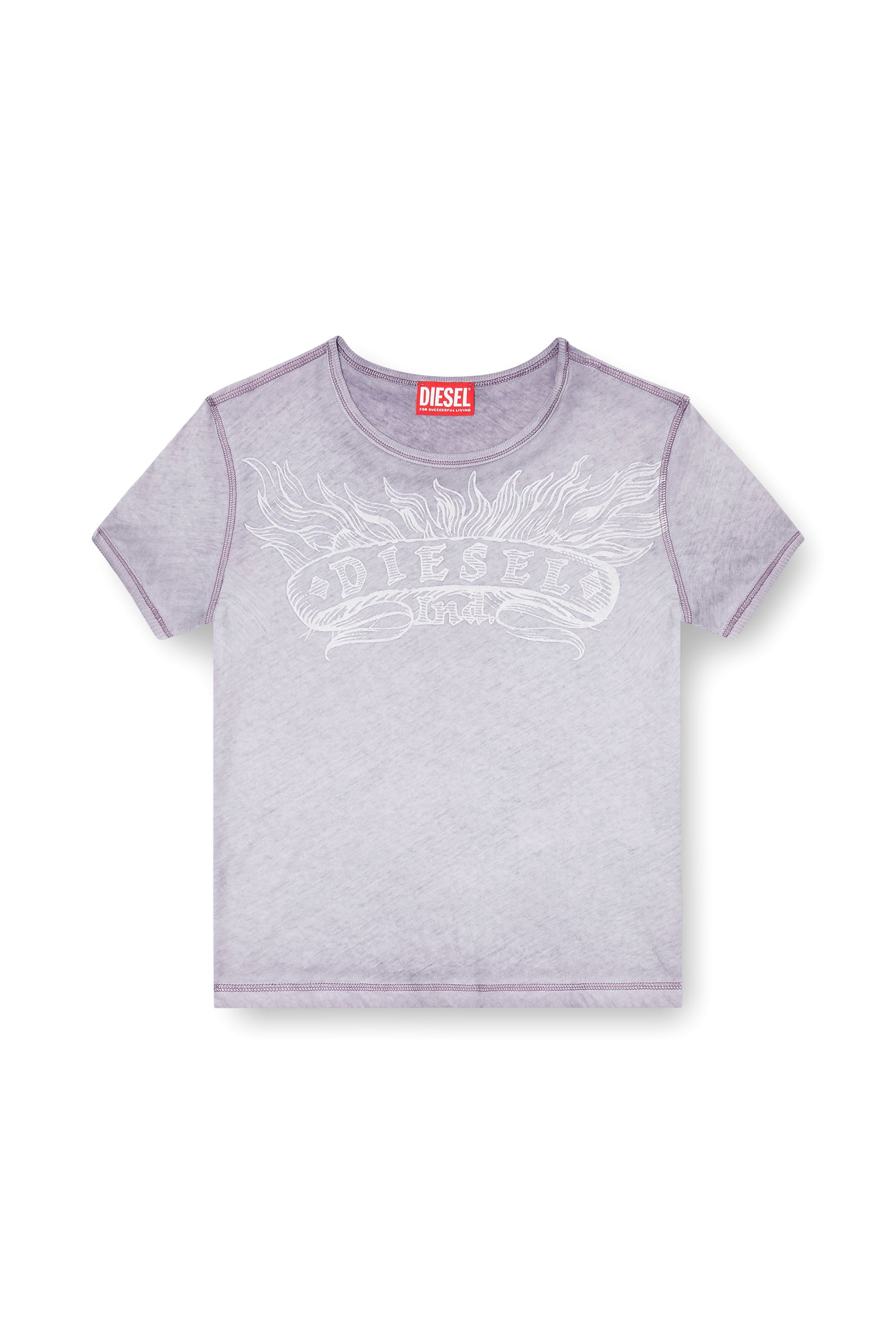 Diesel - T-UNCUTIES-LONG-AA2, Camiseta slim con logo tonal estampado Mujer in Gris - 3