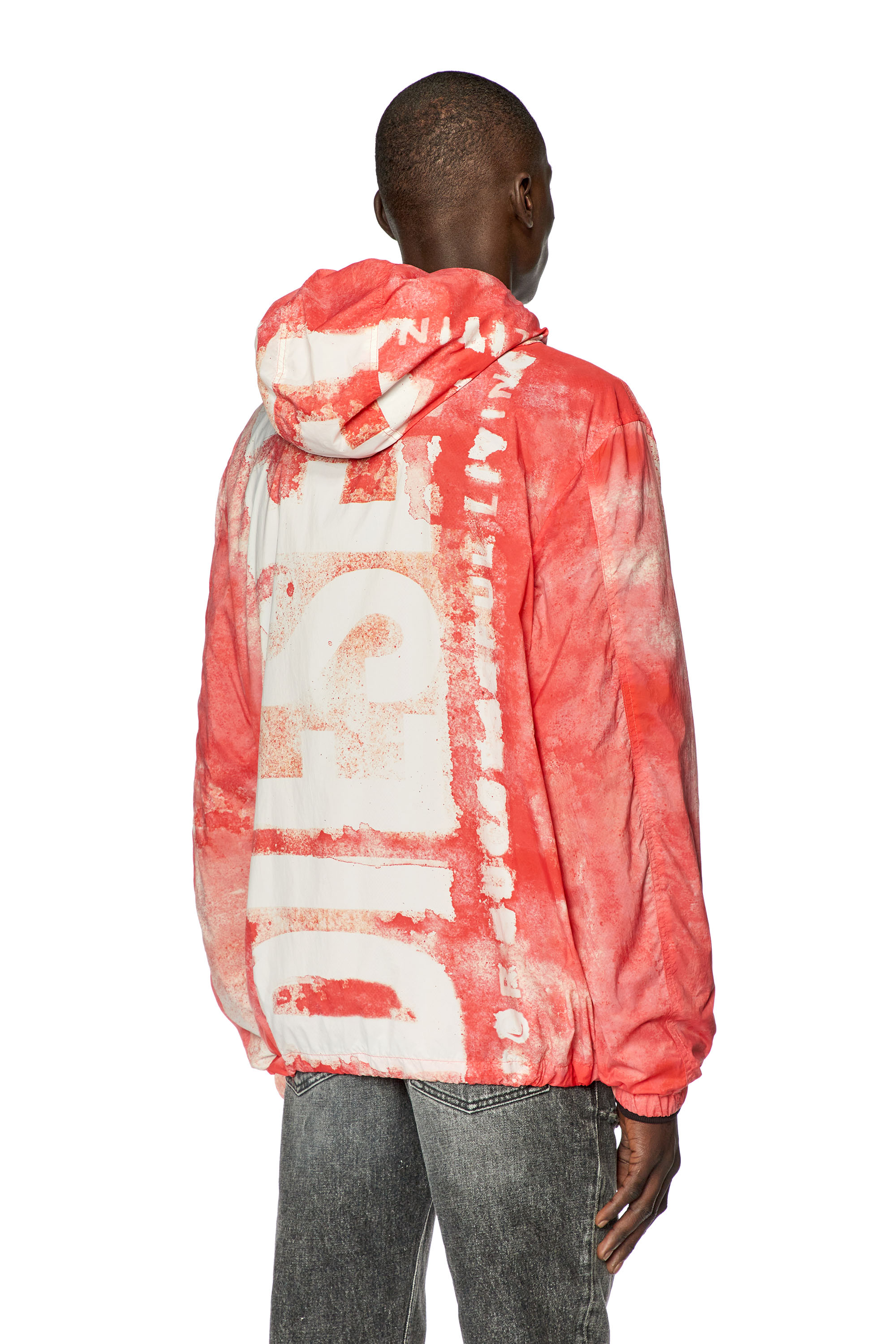 Men's Watercolour-effect windbreaker with logo | Multicolor | Diesel