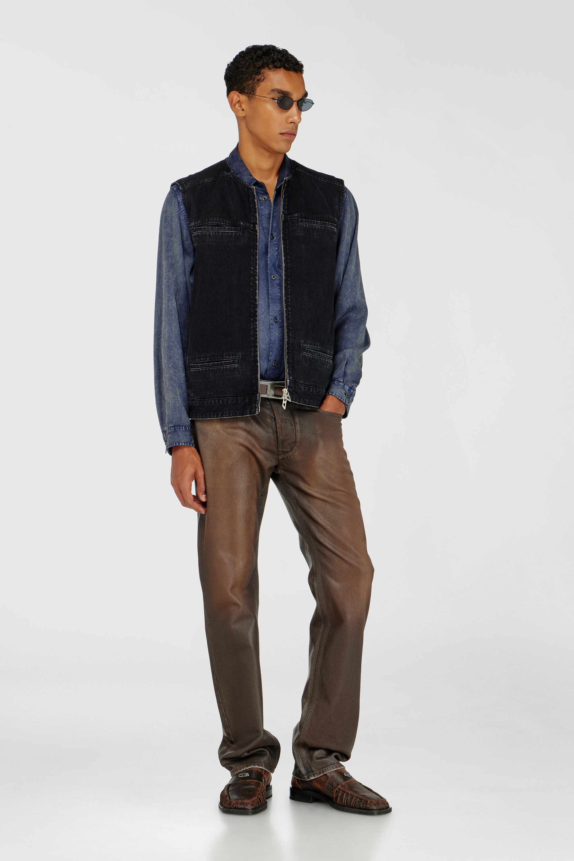 Diesel - D-ANZO, Unisex's Zip-up vest in denim in Black - 1