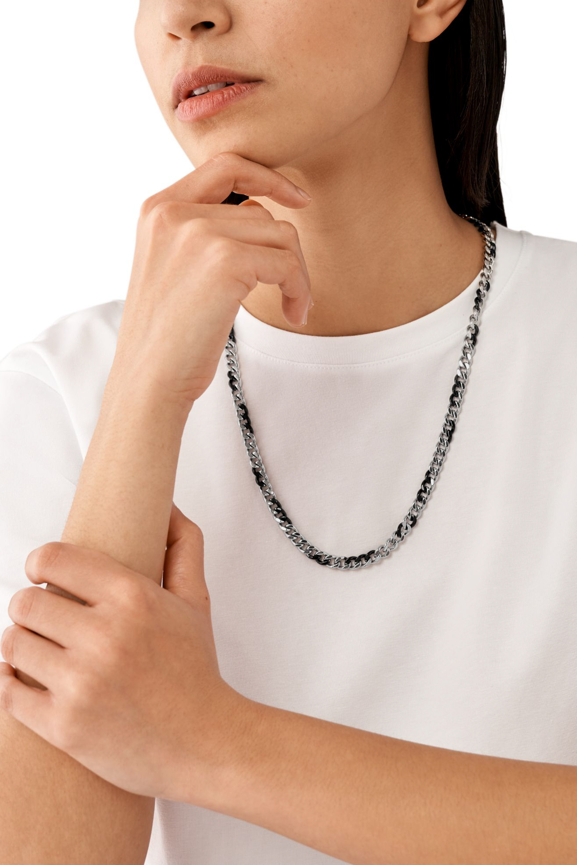 Men's Two-Tone stainless steel chain necklace | Silver | Diesel