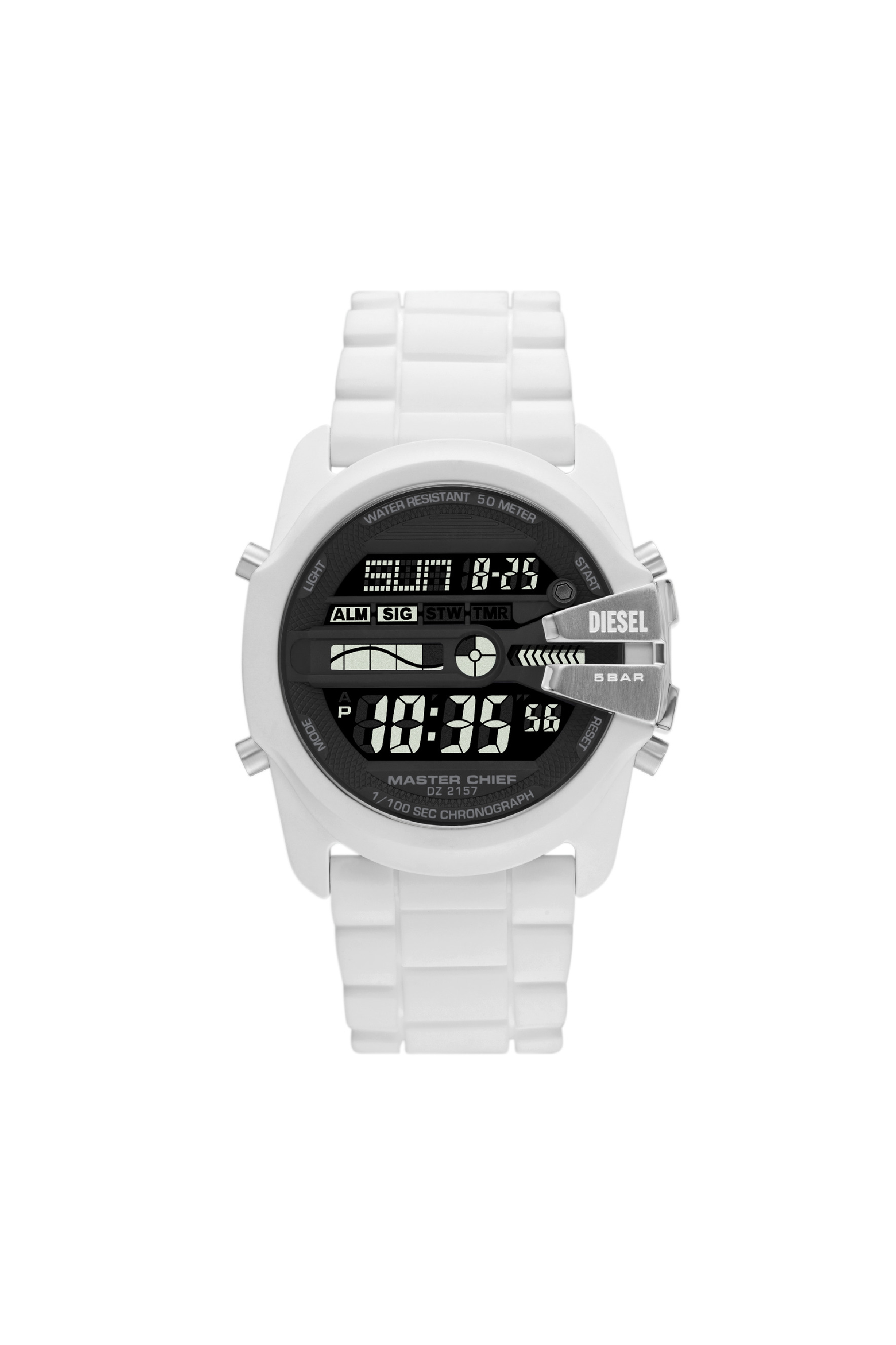 新品 DIESEL DZ2157 デジタル 腕時計 ホワイト メンズ 5BAR Men's Master Chief Digital silicone watch | White | Diesel US