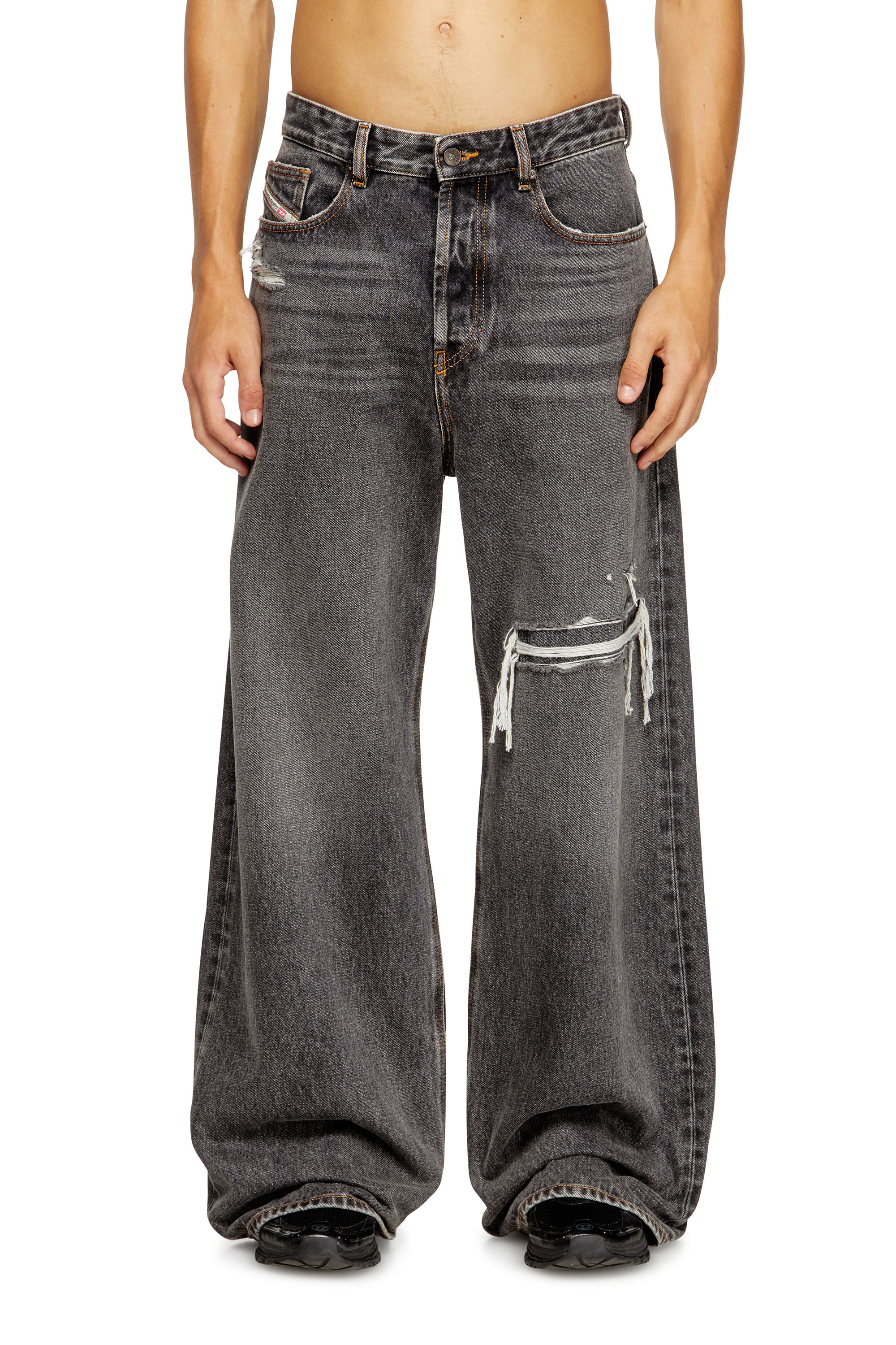 Diesel - Relaxed Jeans D-Rise 007F6 Homme, Noir/Gris foncé - Image 1
