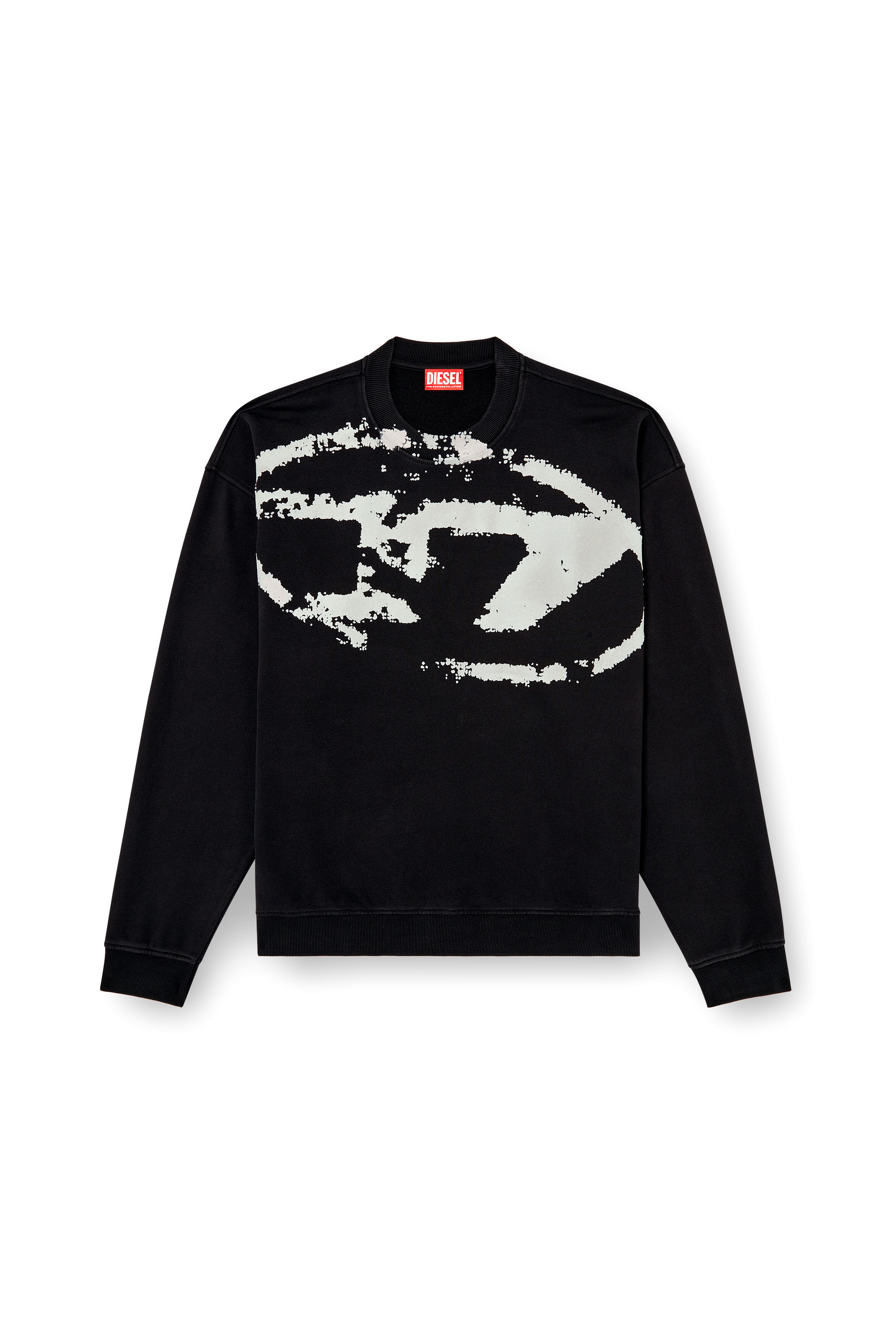 Diesel - S-BOXT-N5, Sudadera con logotipo desgastado en relieve Hombre in Negro - 2