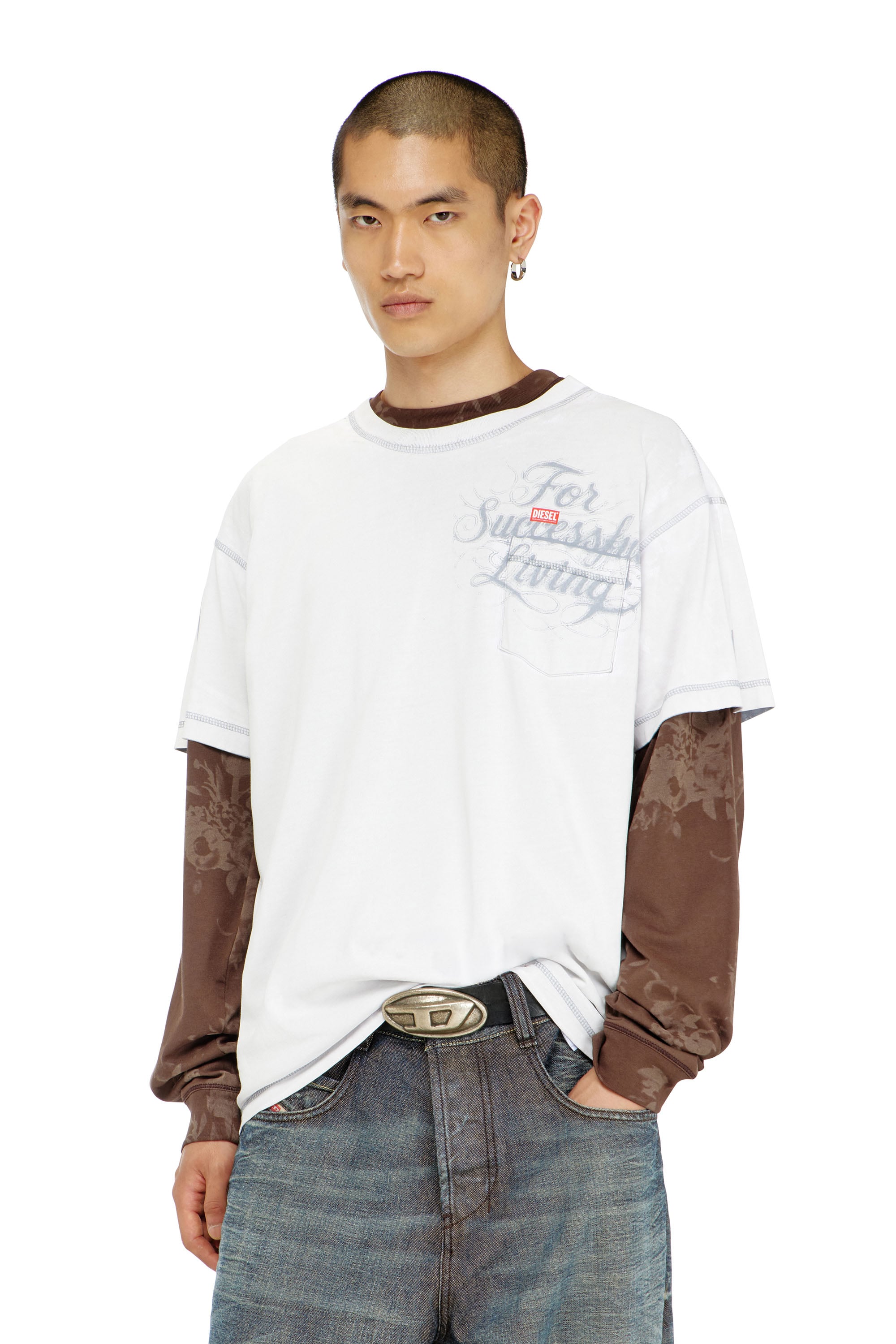 Diesel - T-NORM-POCKET-AA1, Man's T-shirt with chest pocket and graphic print in White - 1