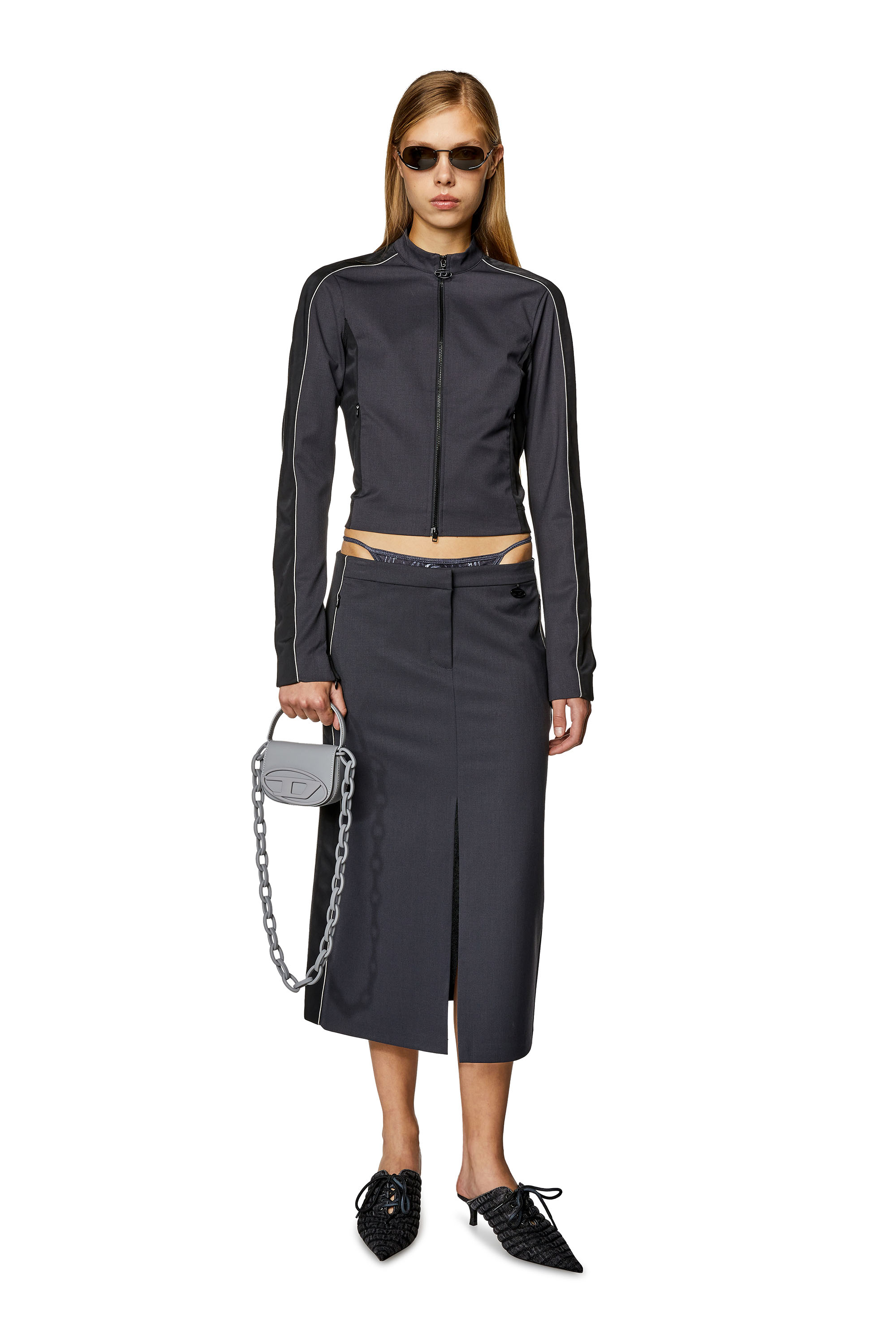 Diesel - O-CARY, Falda midi de mezcla de lana y doble punto Mujer in Multicolor - 1