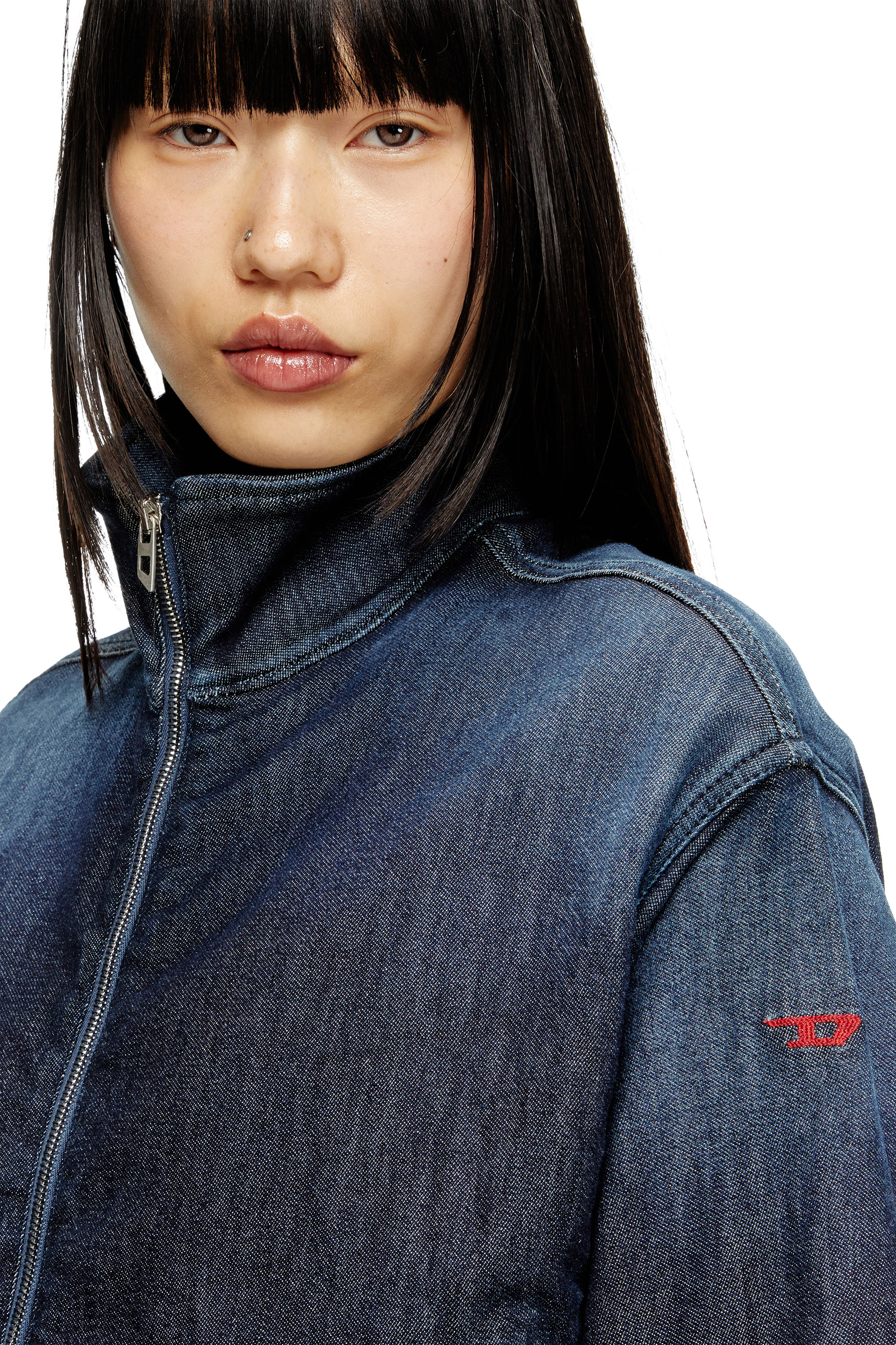 Diesel - DE-SANDERZ JOGG, Female's High-neck JoggJeans jacket in Dark Blue - 4