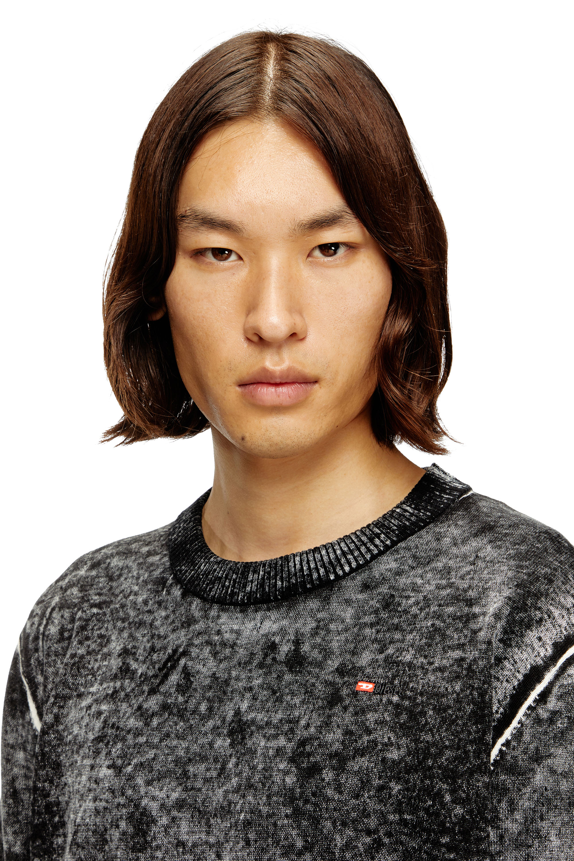 Diesel - K-LAURENT, Male's Jumper with faded reverse print in Grey - 3