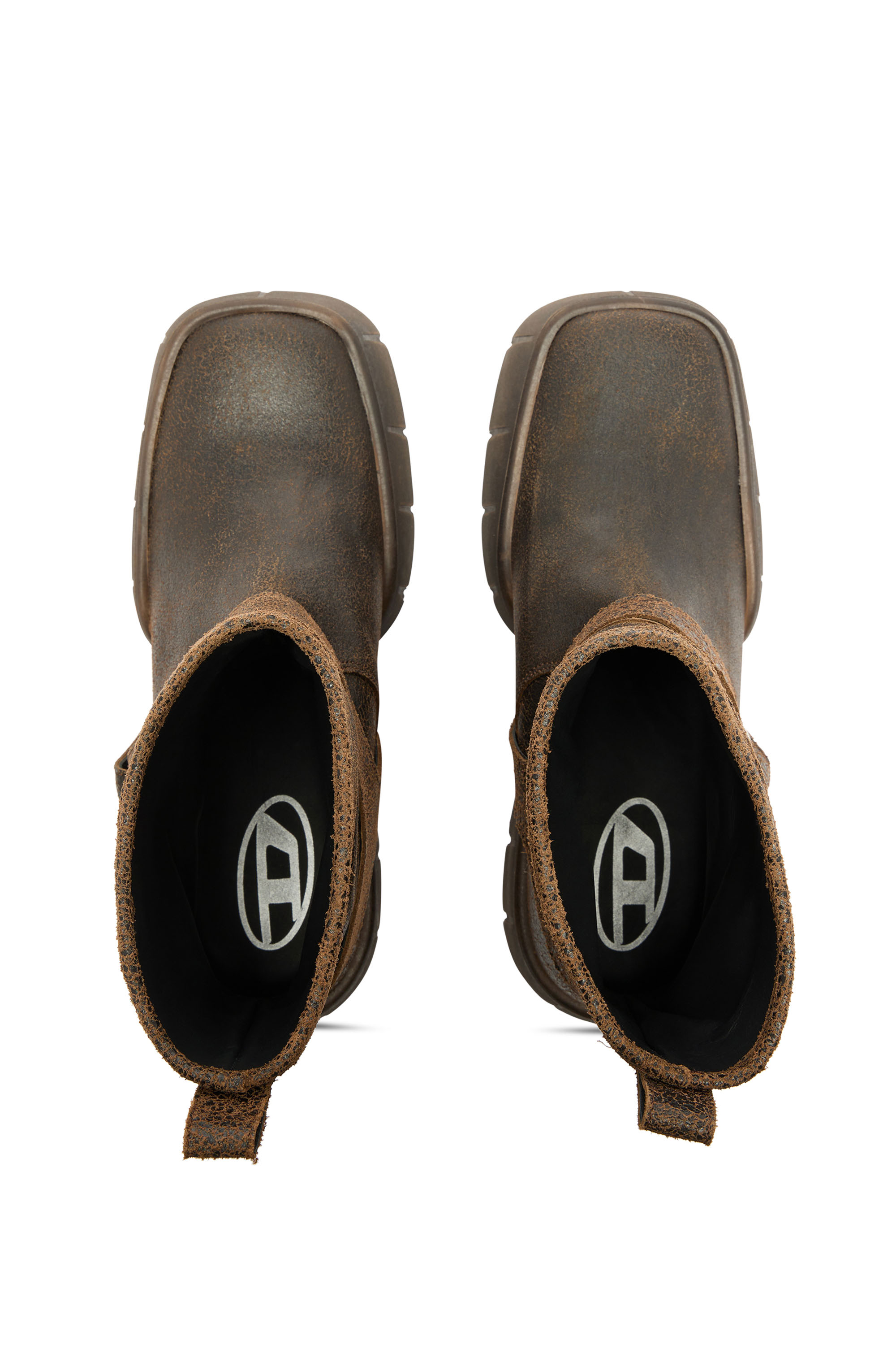 Diesel - D-TEX TU, Male's D-Tex-Biker boot in crackle leather in Brown - 4