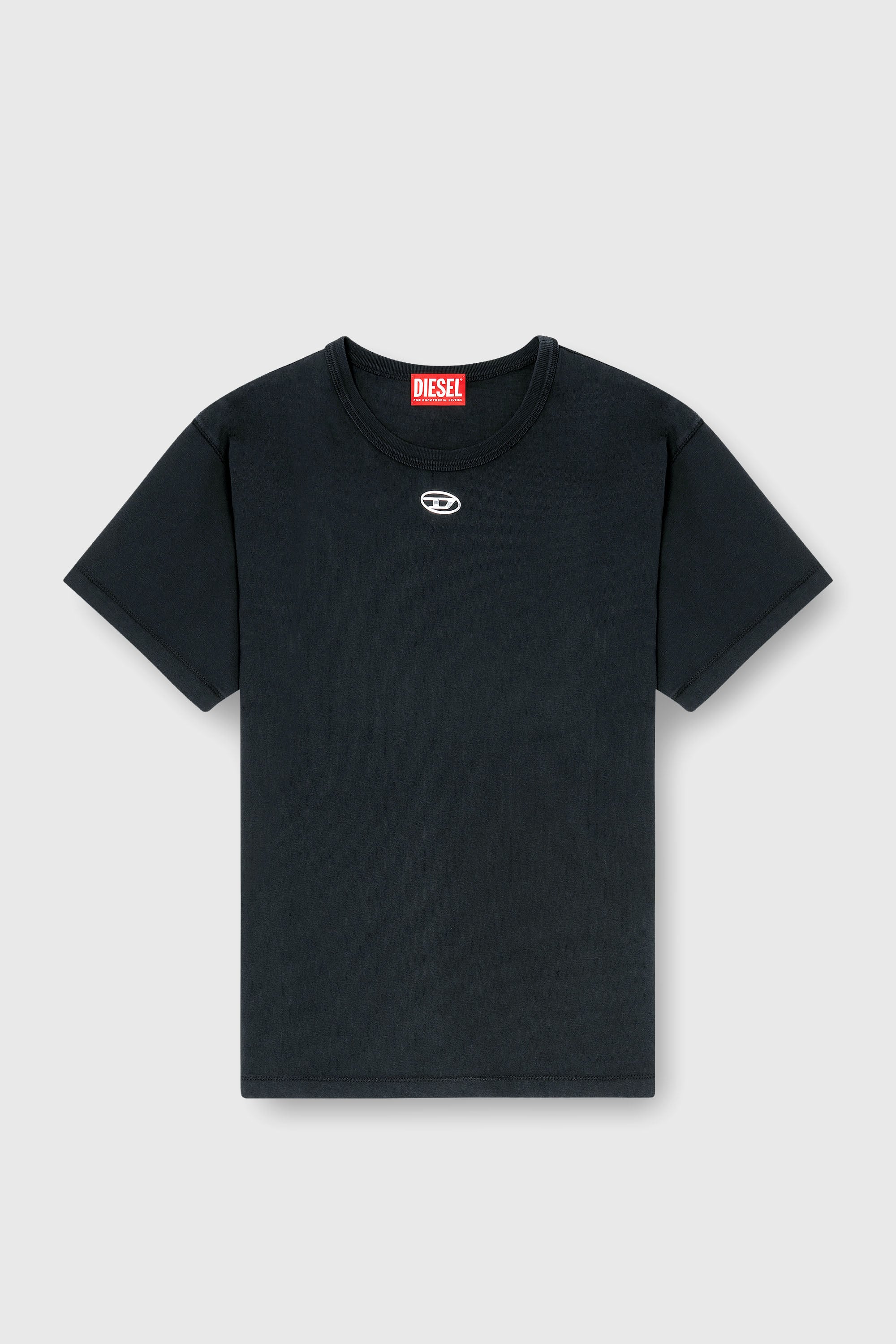 Diesel - T-NORMY-OD-S1, Female's Cotton T-shirt with metallic Oval D in Black - 2