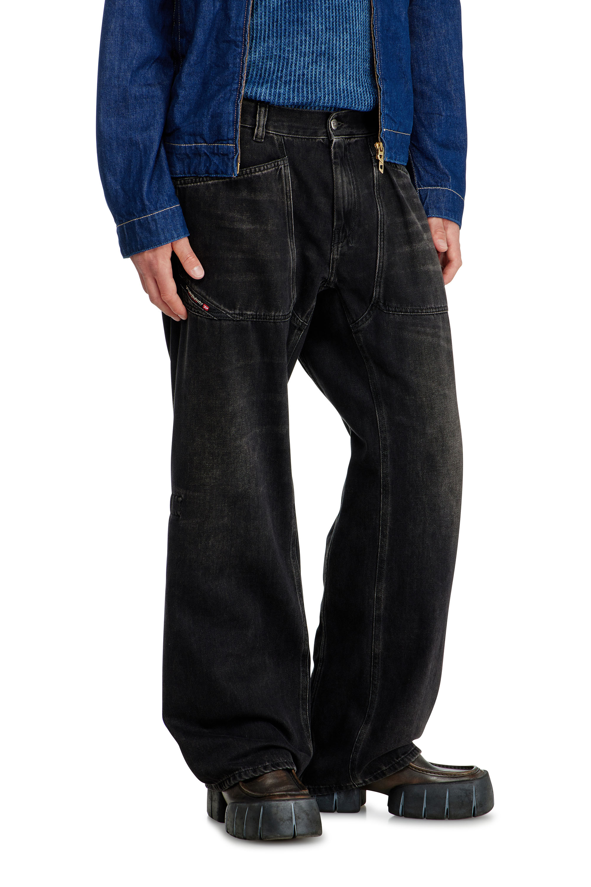 Men's Relaxed Jeans | Black/Dark grey | Diesel D-Zeta