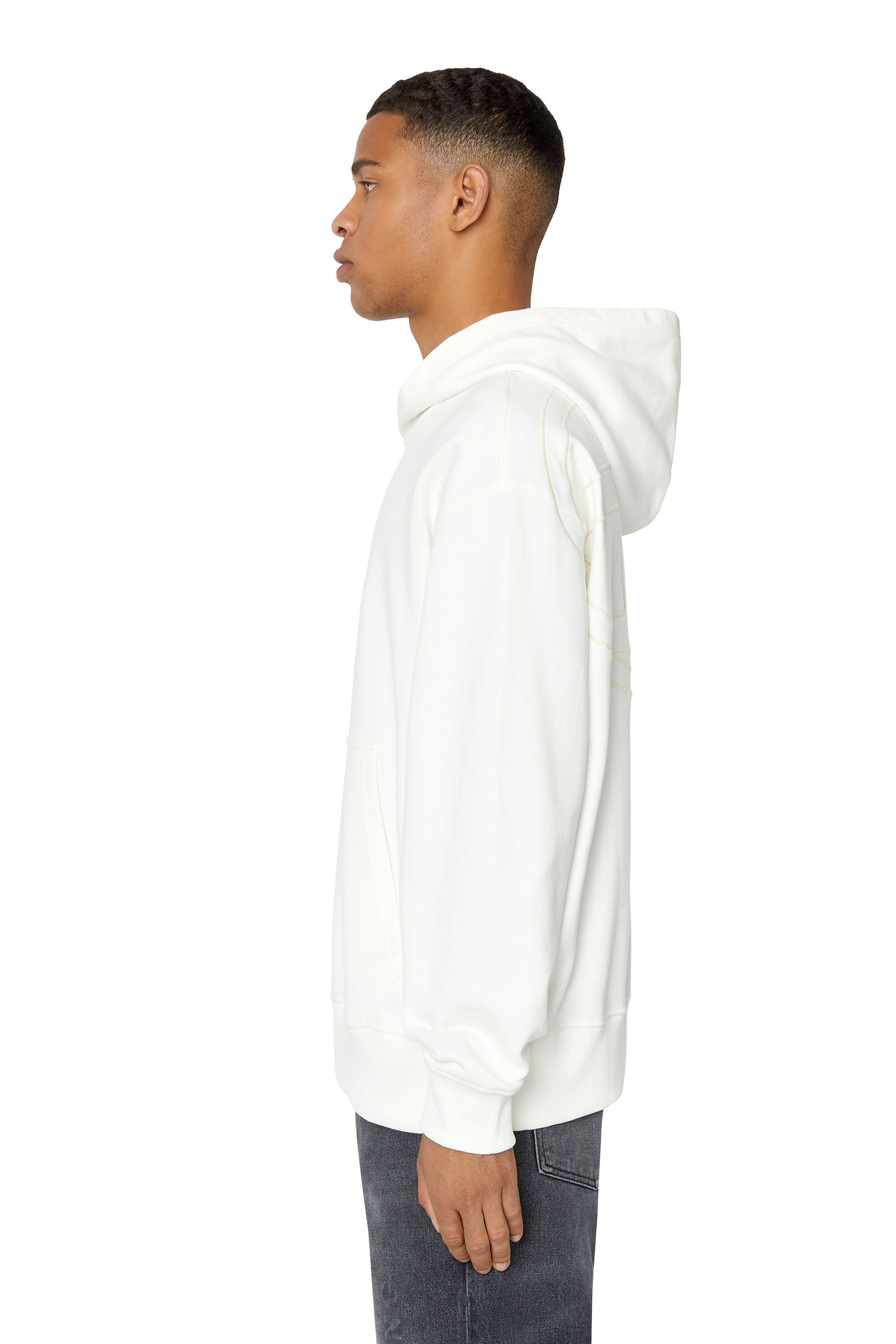 Diesel - S-MACS-HOOD-MEGOVAL, Man's Hoodie with back maxi D logo in White - 6