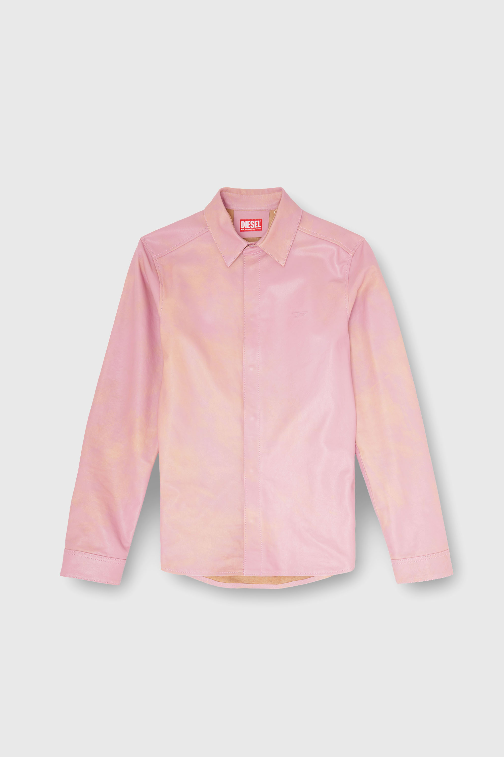 Diesel - S-CIRT, Male's Shirt in treated leather in Pink - 2