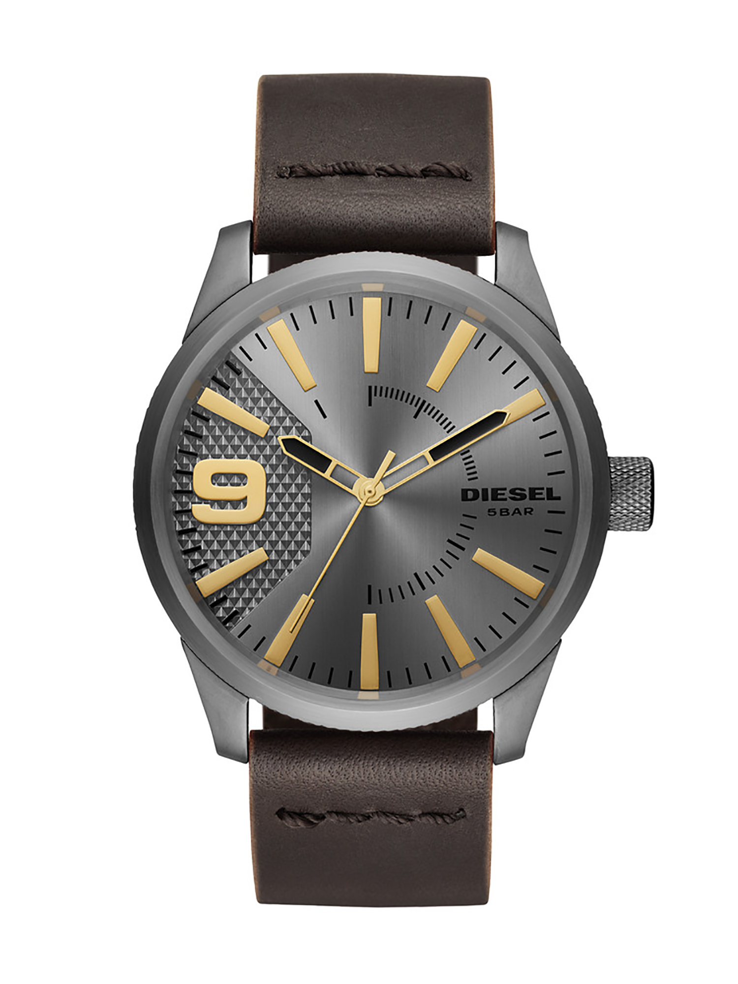 DZ1843 Man: Brown watch with gray dial, 46 mm | Diesel