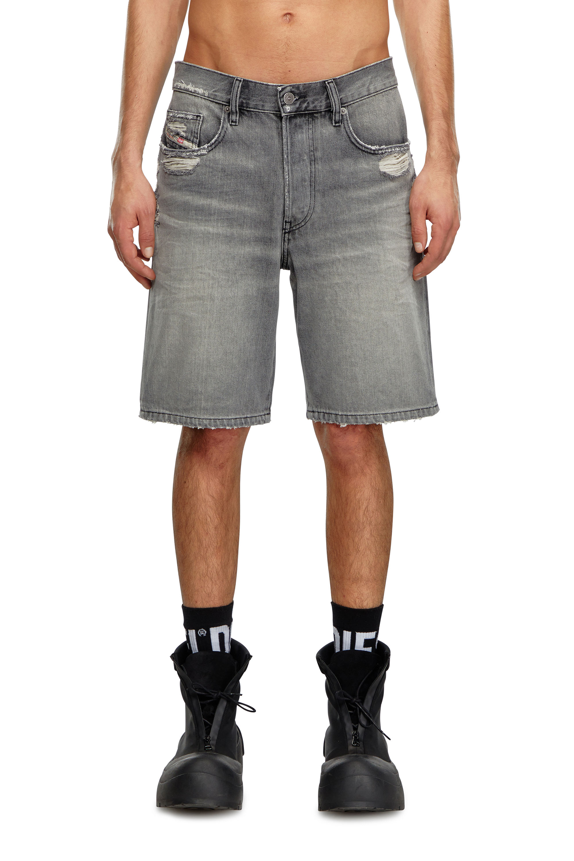 パンツ BOHEMSEO DESTROYED GRAY DENIM SHORTS BOHEMIAN SEOUL] DESTROYED GRAY DENIM SHORTS 正規品 韓国