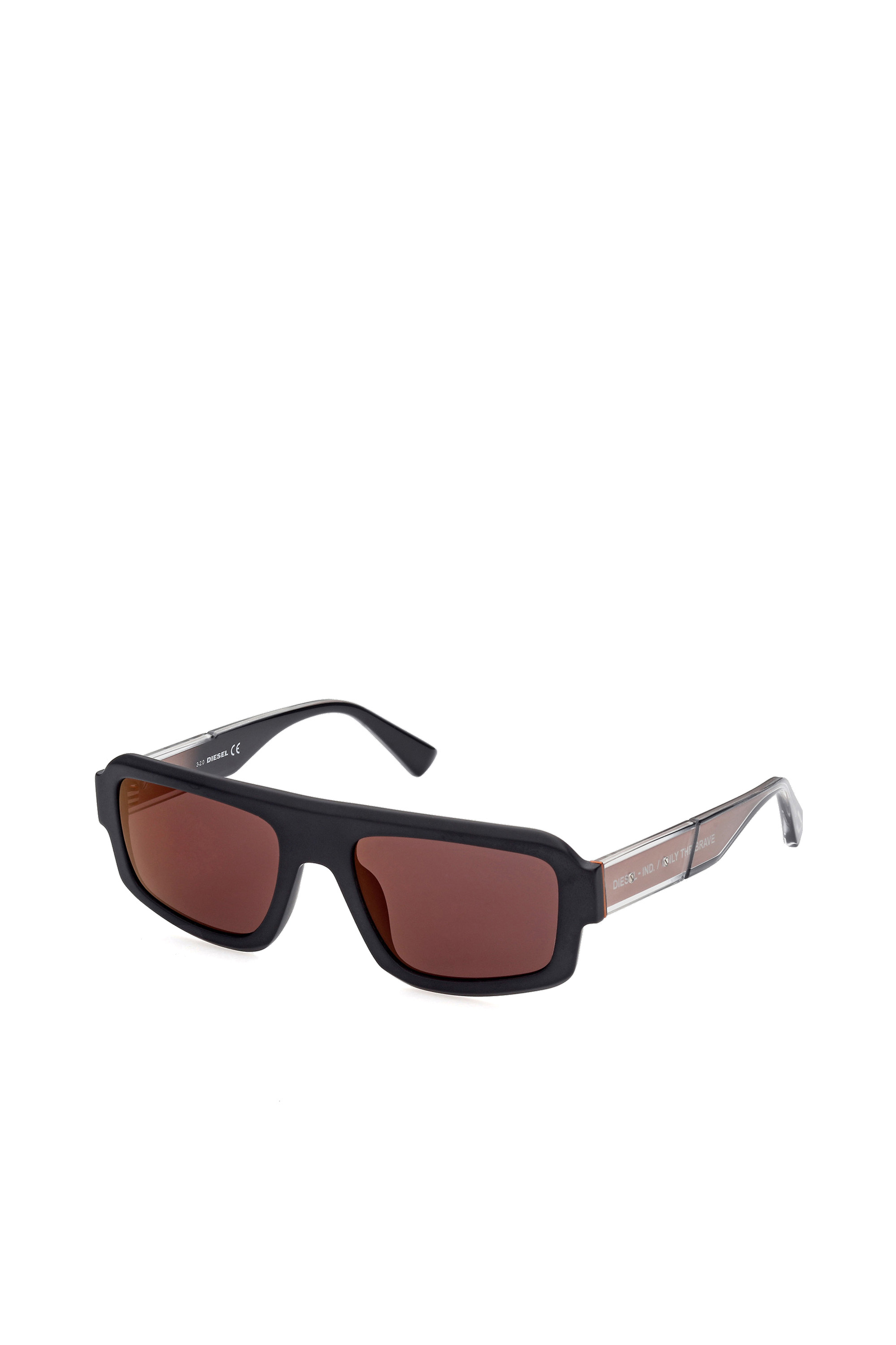 Diesel - DL0348, Man's Wrap fitting with bold construction sunglasses in Black/Red - 2