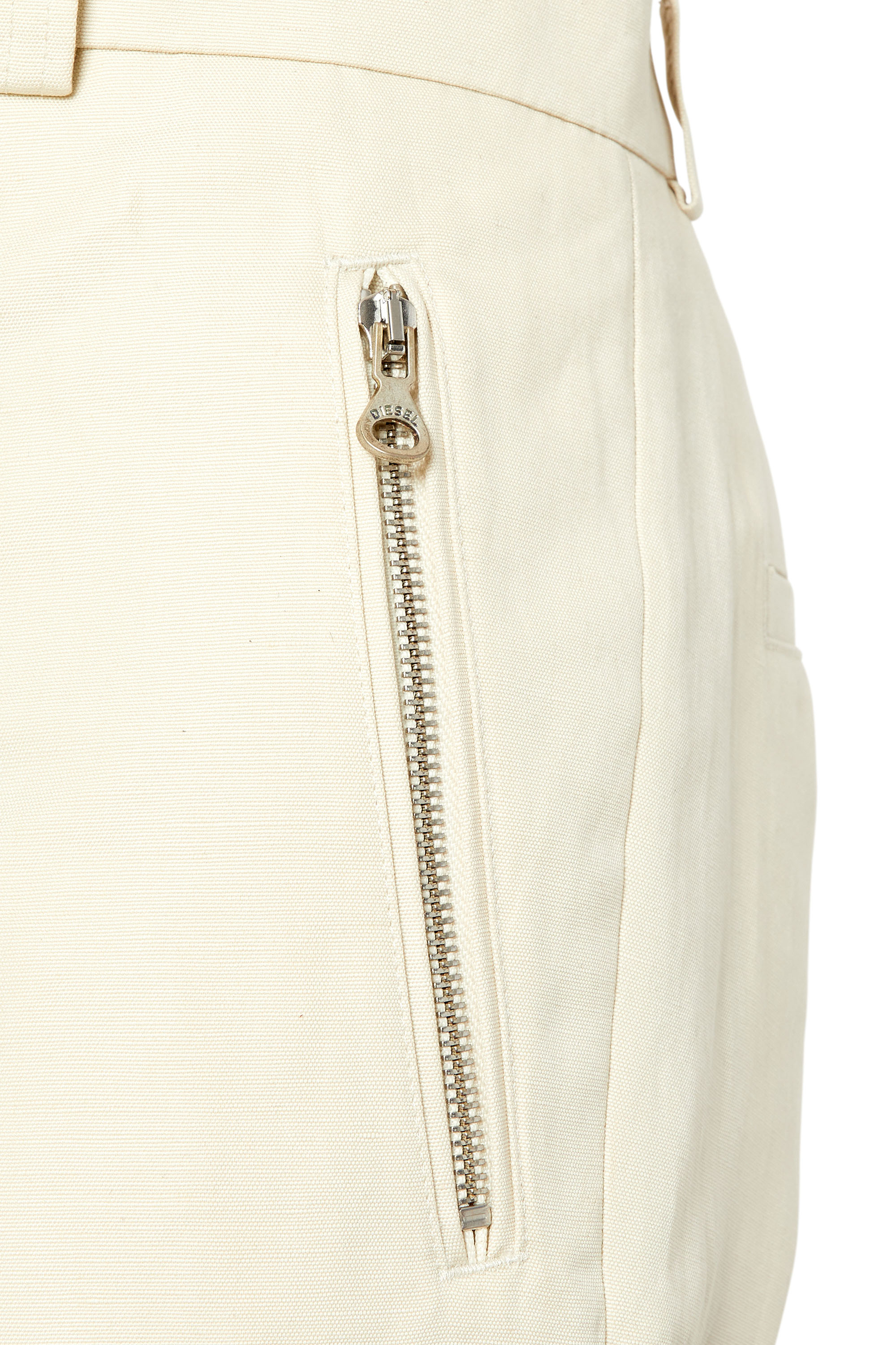 Diesel - P-HANN, Man's Cotton-linen trousers with zip pockets in White - 5