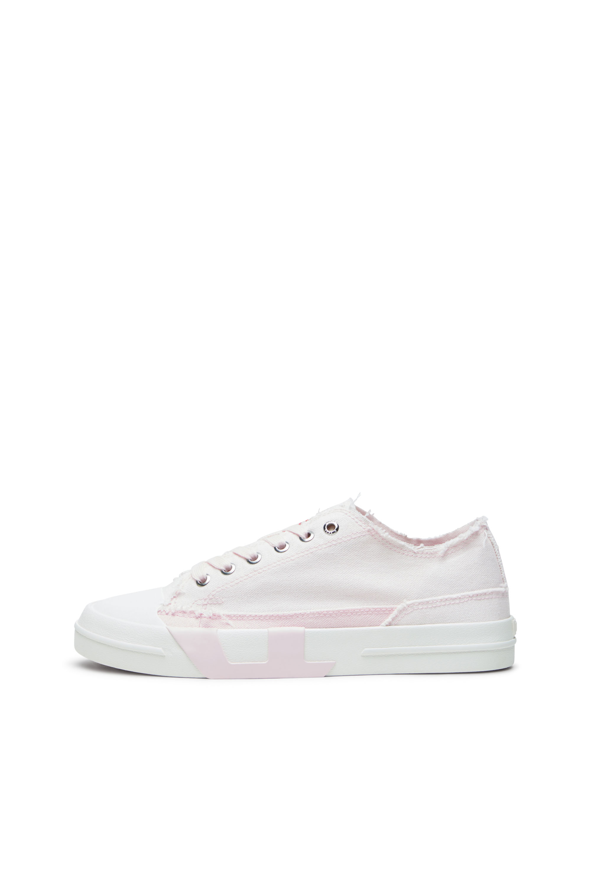 Diesel - S-D-VERSE LOW W, Woman's S-D-Verse-Sneakers in frayed canvas in Pink/White - 2