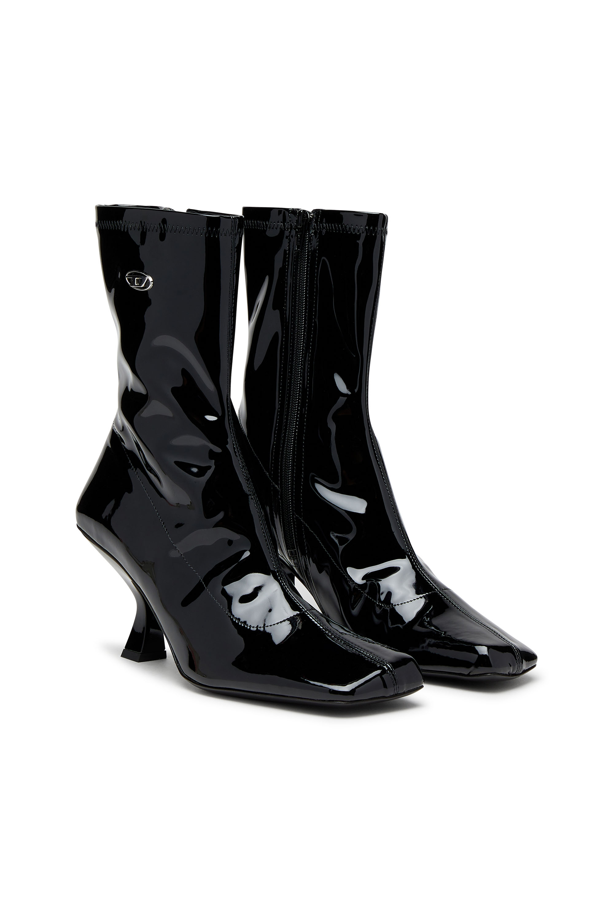 Diesel - D-AMBER MD BT, D-Amber-Bottines en PU stretch verni Femme in Noir - 2