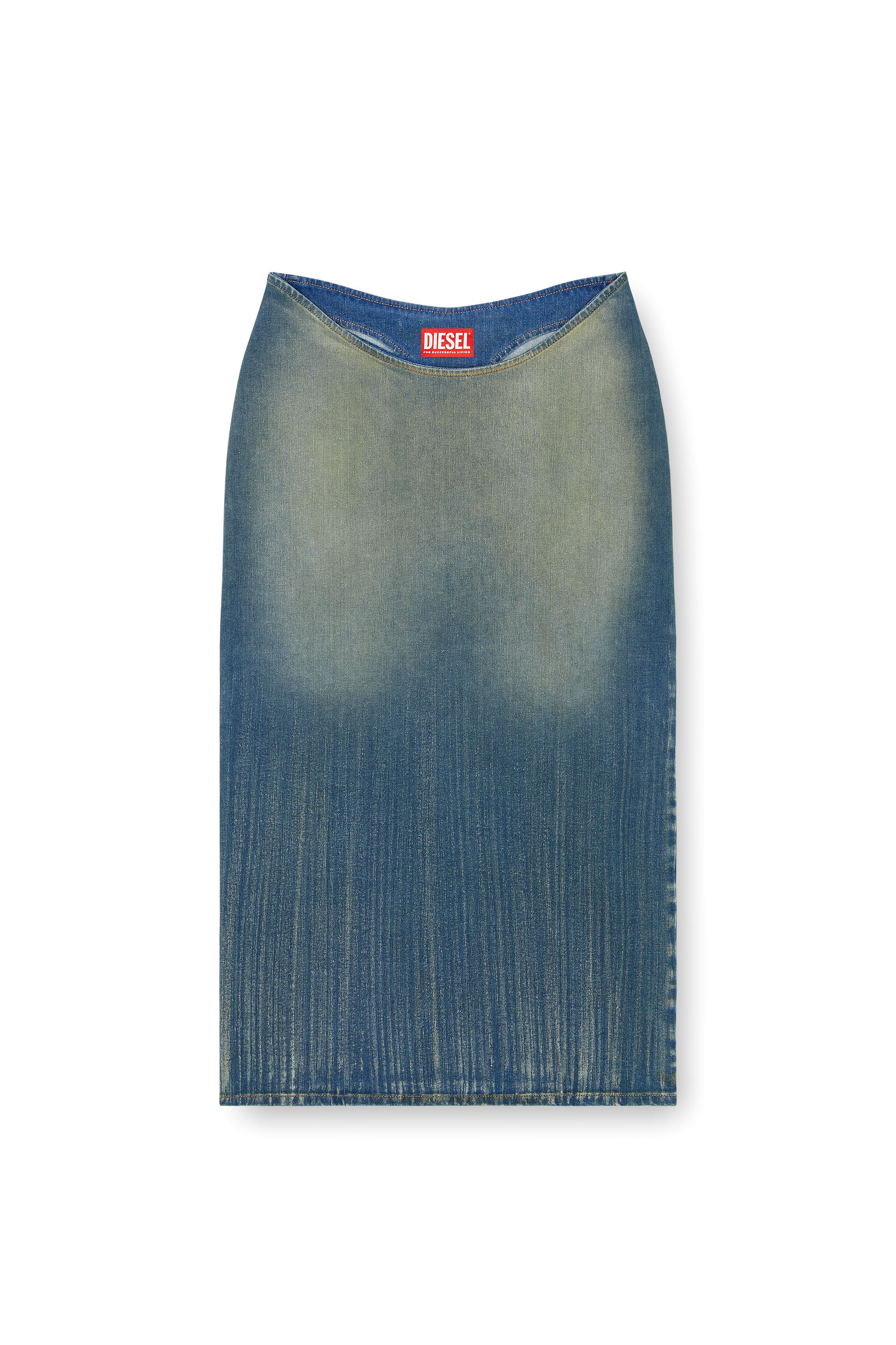 Diesel - DE-MAURY-S, Female's Pencil skirt in light streaky denim in Medium Blue - 3