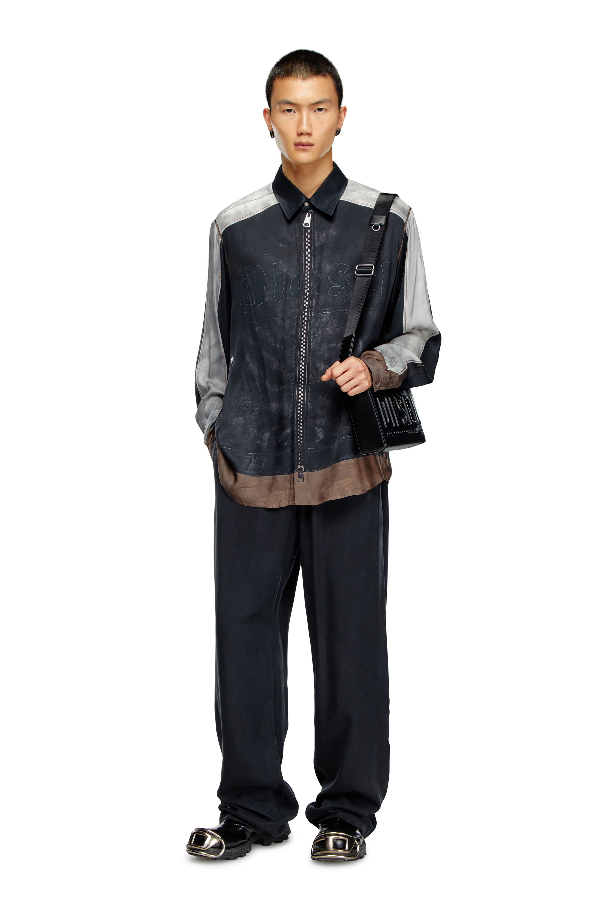 Diesel - P-DREYER-C, Male's Drawstring pants in faded twill in Black - 1