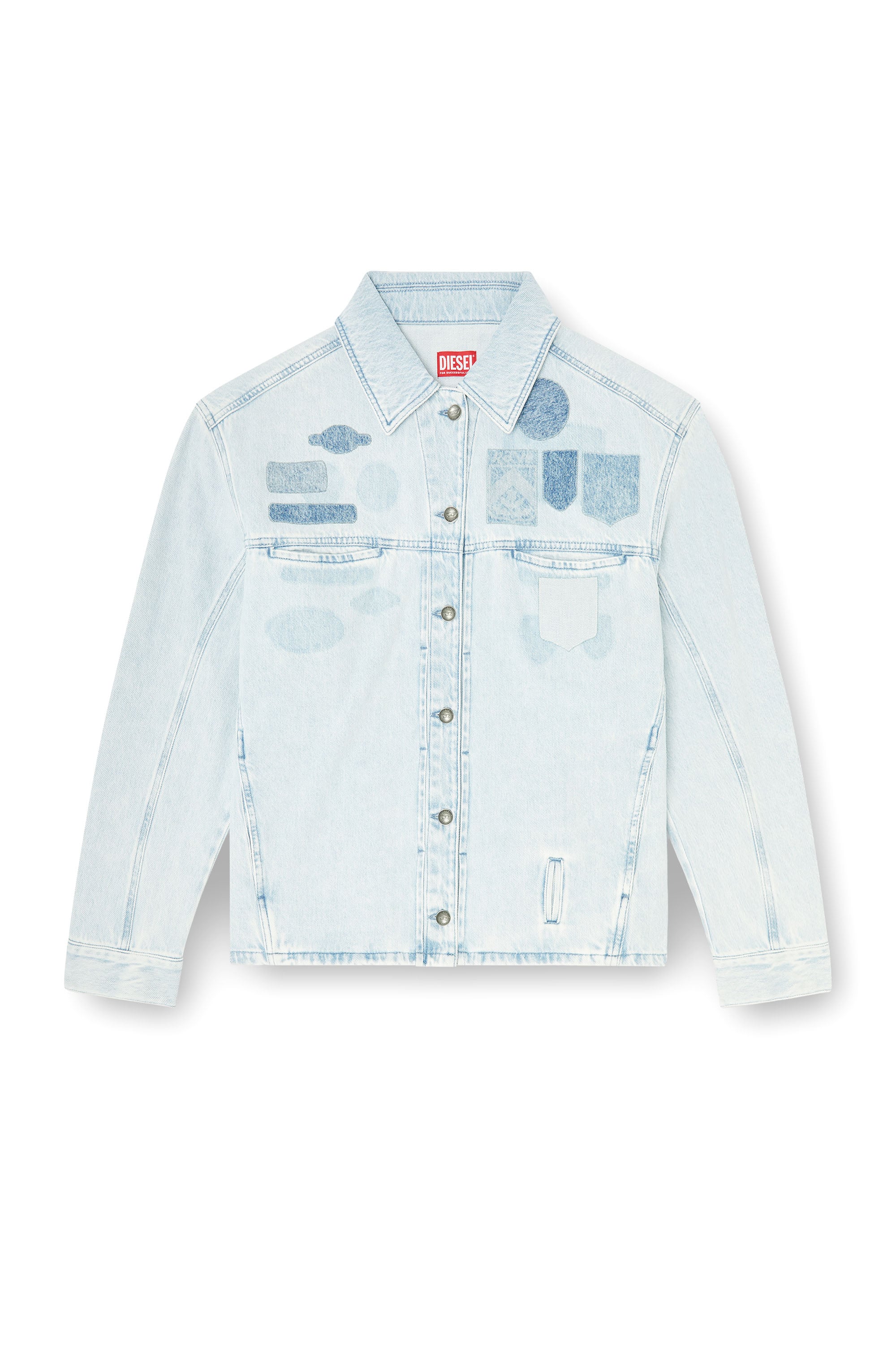 Diesel - D-RYMAVO-S, Chemise en denim effet patch Mixte in Bleu - 1