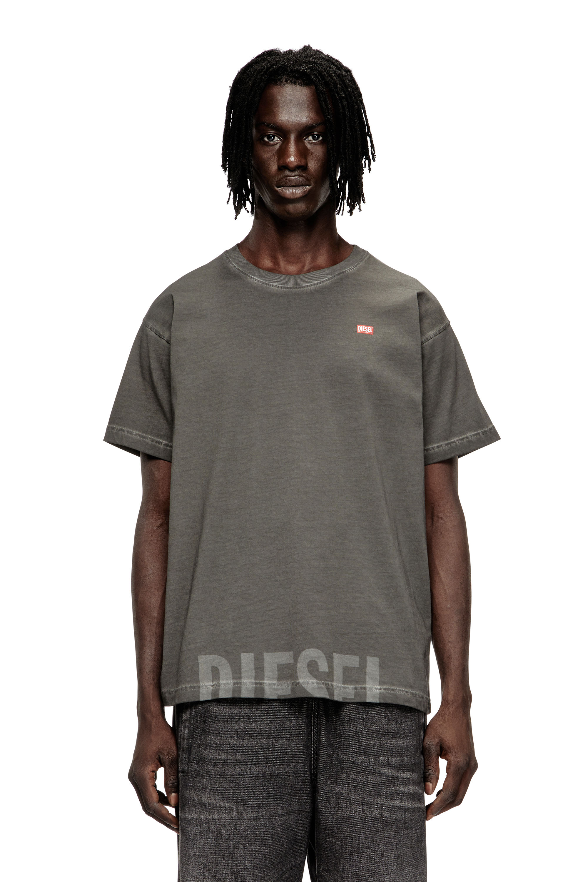 Diesel - T-NORM-T7, T-shirt en coton à col rond avec imprimé Homme in Gris - 3