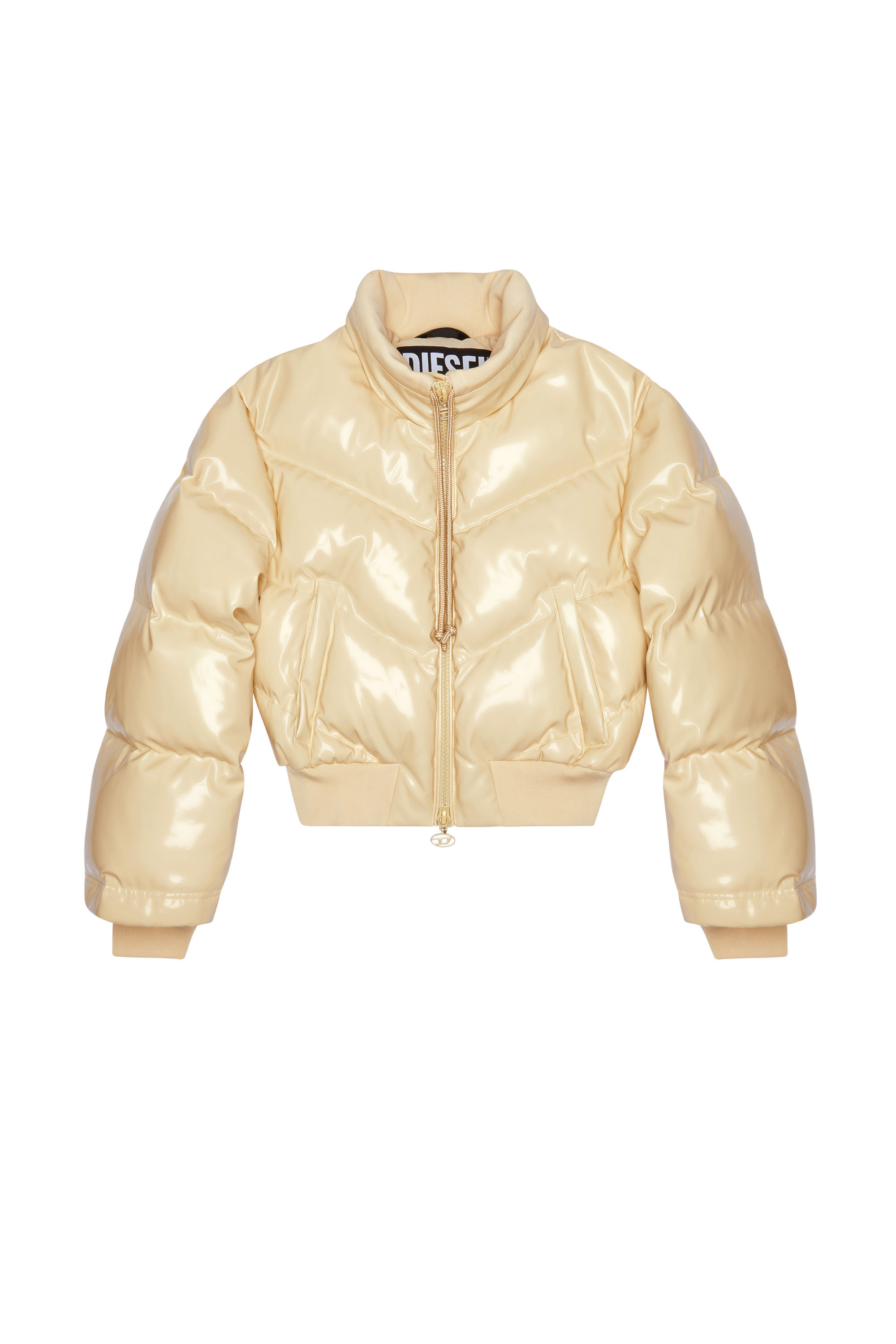 Diesel - W-CREMA, Blouson aviateur en vinyle matelassé Femme in Beige - 2