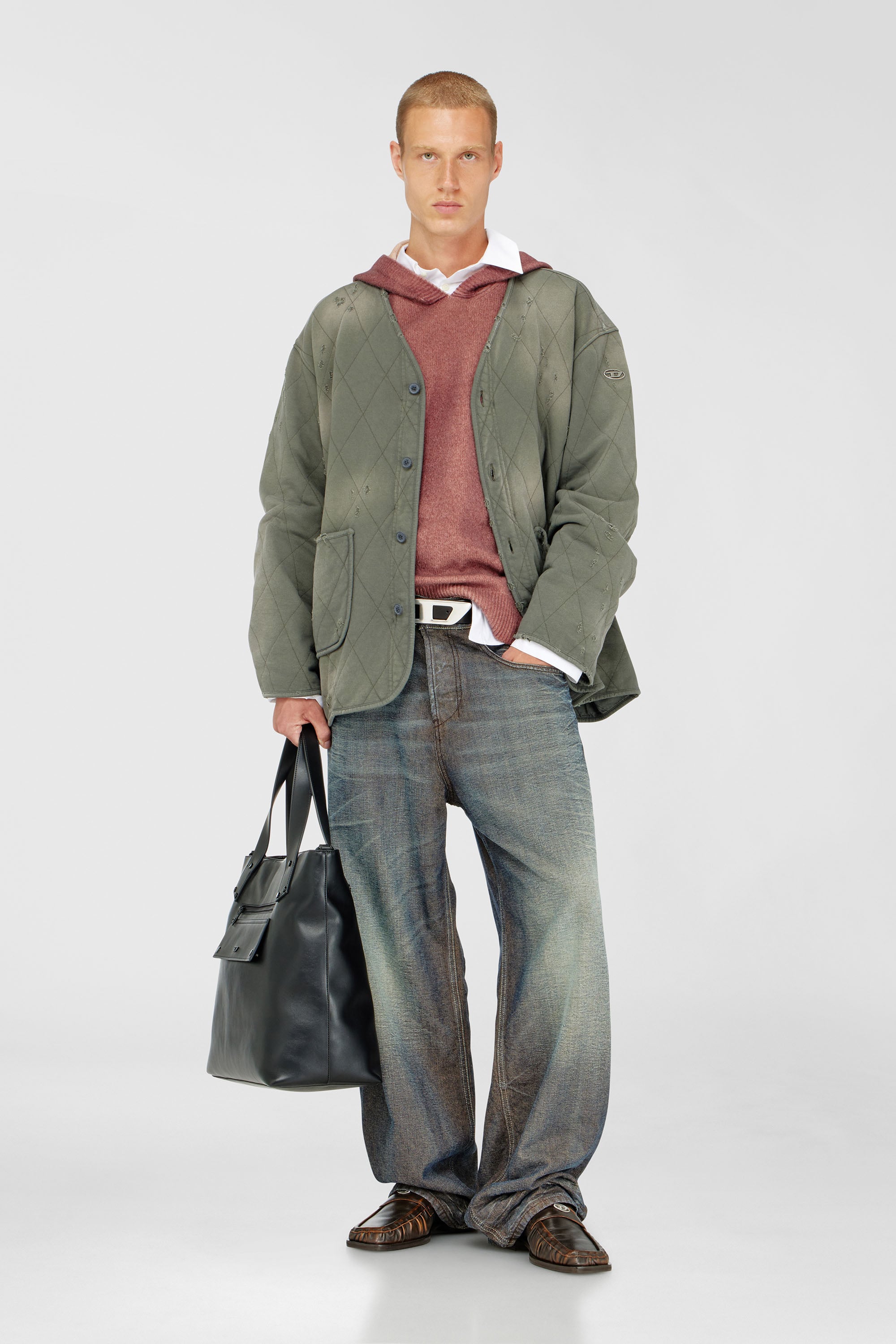 Diesel - S-ABOY, Male's Distressed quilted liner jacket in Military Green - 2
