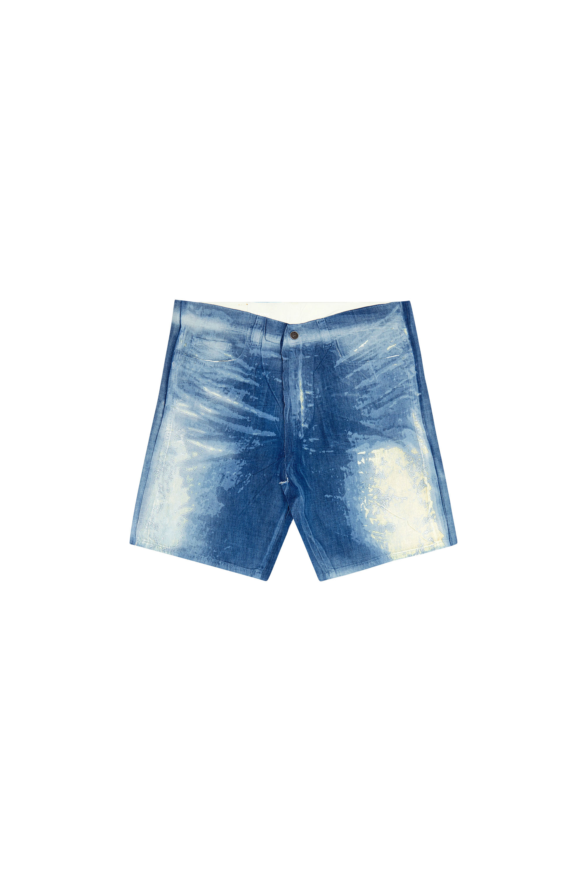 Diesel - D-SHORTY-FSE, Short en denim effet peel-off d&eacute;vor&eacute; Homme in Bleu - 2