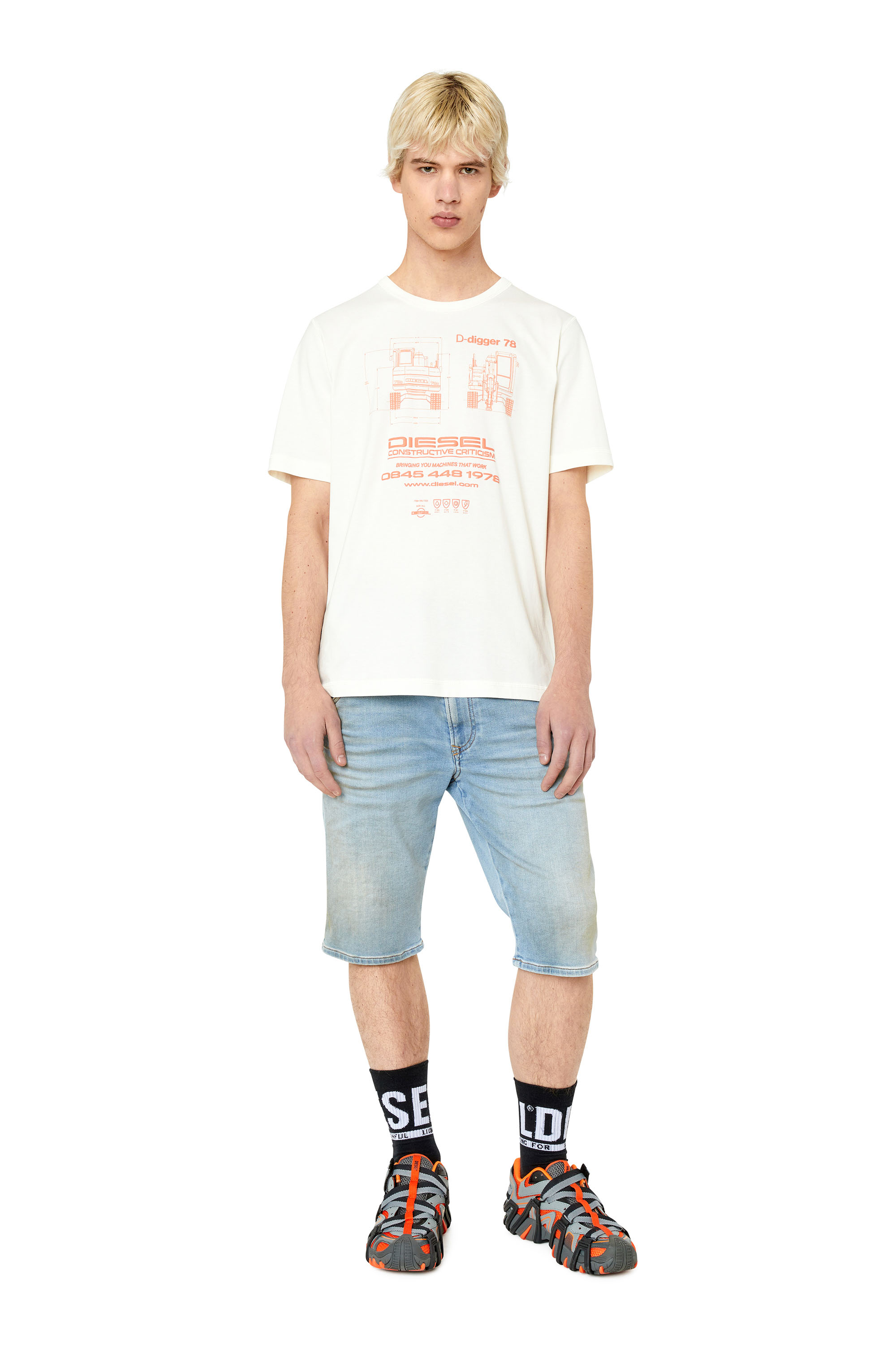 Diesel - D-KROOSHORT-Z-T, Man's Shorts in JoggJeans in Light Blue - 1