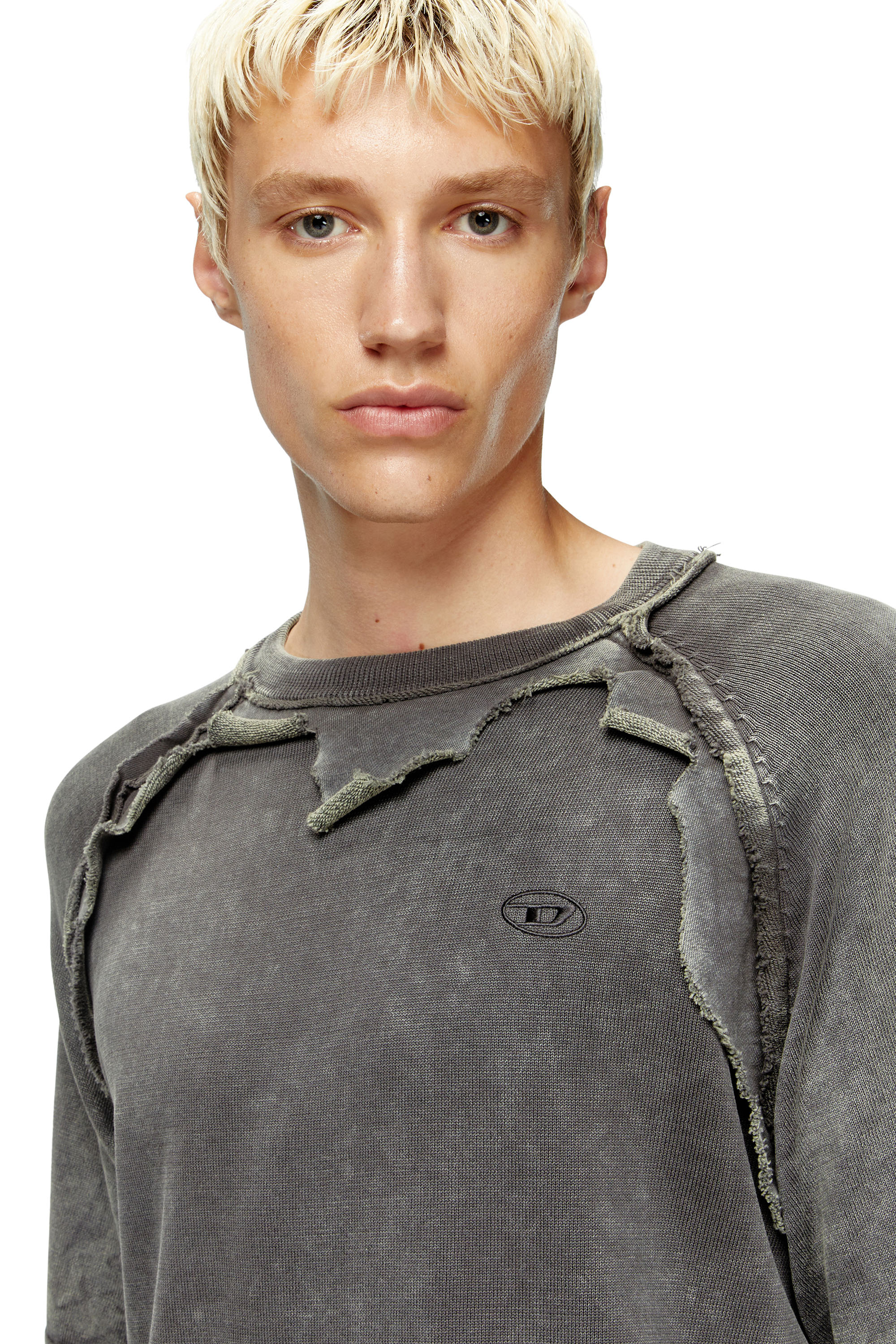 Diesel - K-PETRO, Pull superposé avec effet destroy Homme in Gris - 3