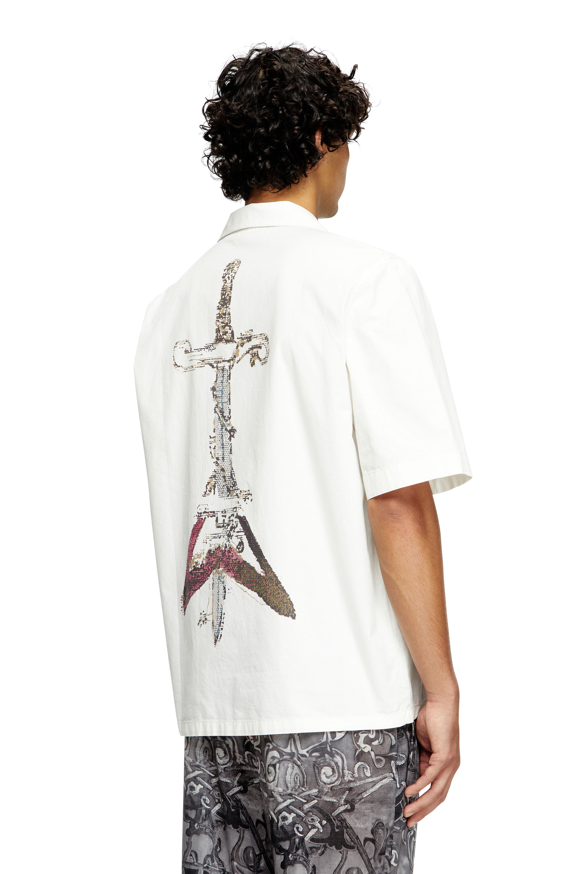 Diesel - S-BRACK-A-HGBS, Chemise avec imprimé épée Homme in Blanc - 3