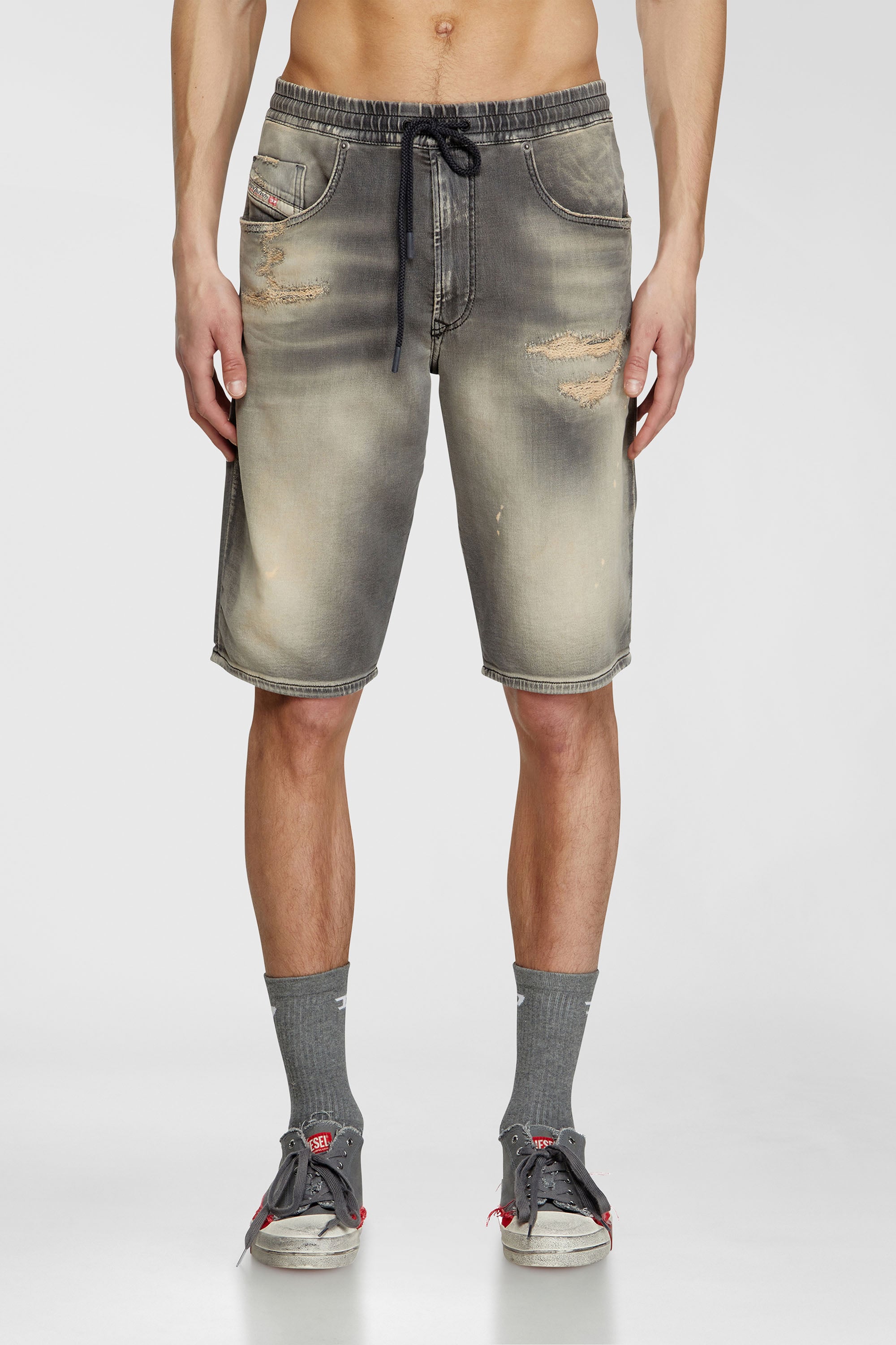 Diesel - 2033 D-KROOLEY-SHORT JOGG, Man's Chino shorts in JoggJeans in Dark grey - 1