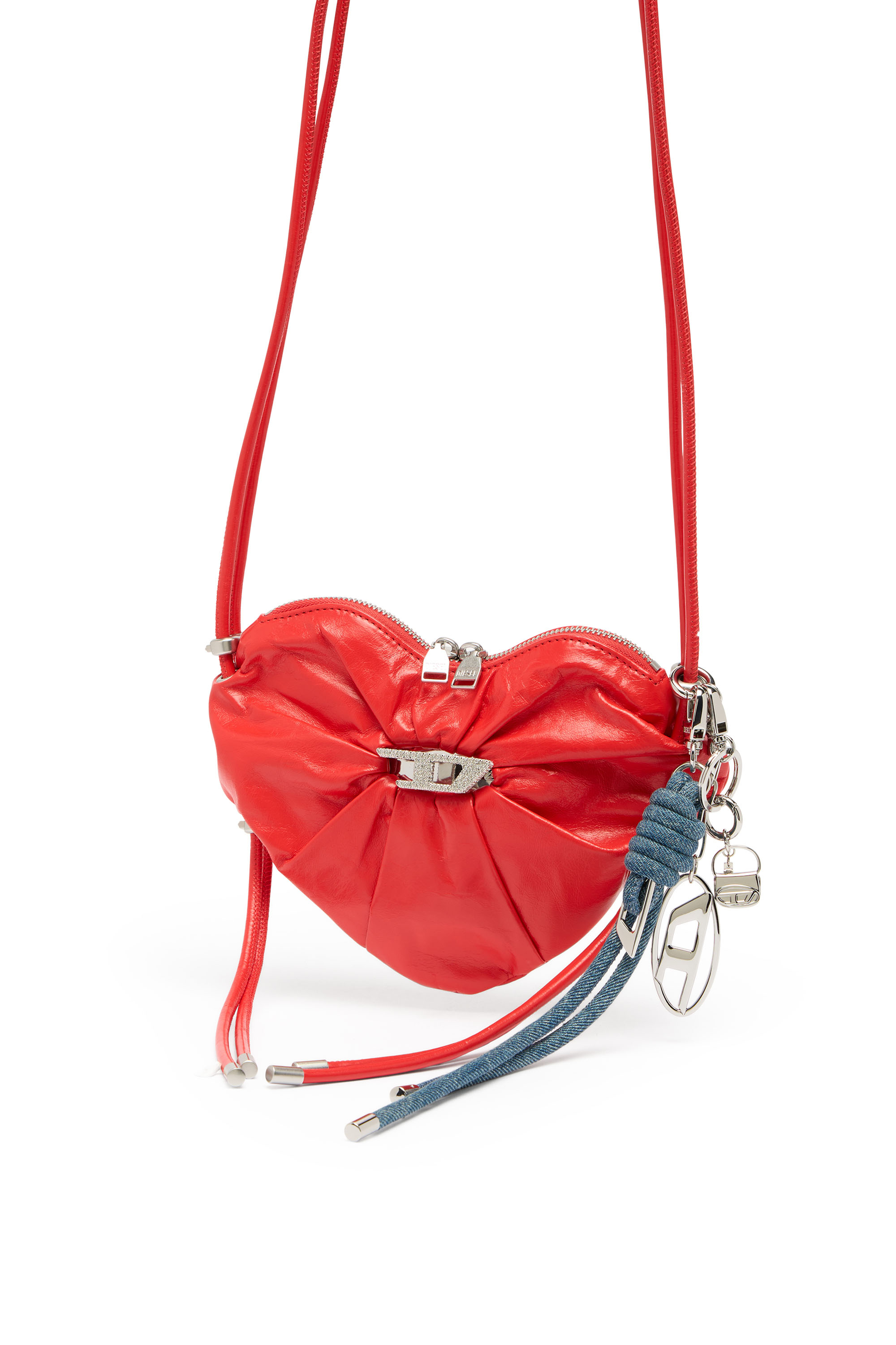 Diesel - SCRUNCH-D HEART, Female's Scrunch-D-Heart shoulder bag in scrunched leather in Red - 2