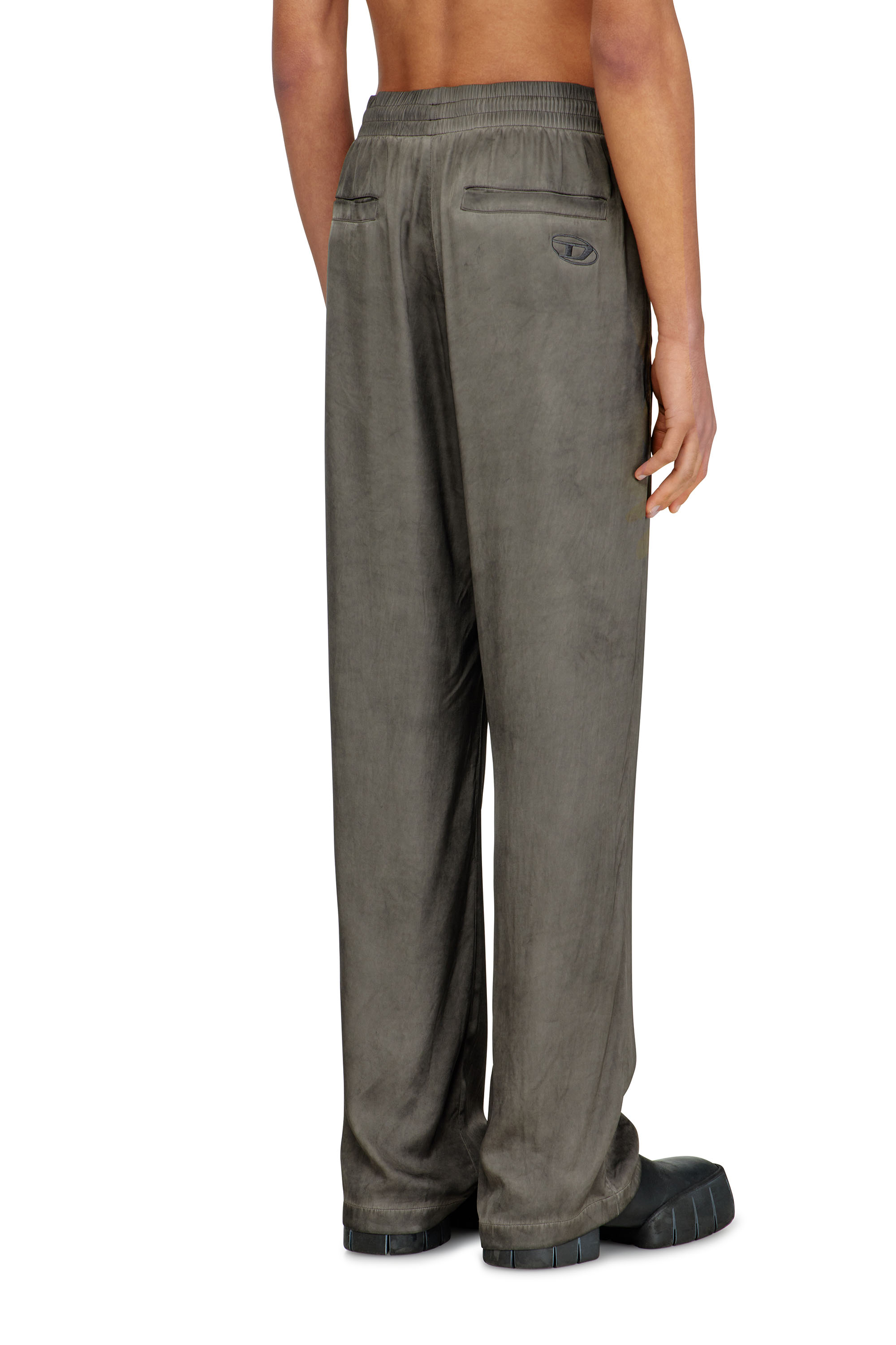 Diesel - P-THECK-ALBG, Male's Track pants in treated fluid viscose in Dark Grey - 4