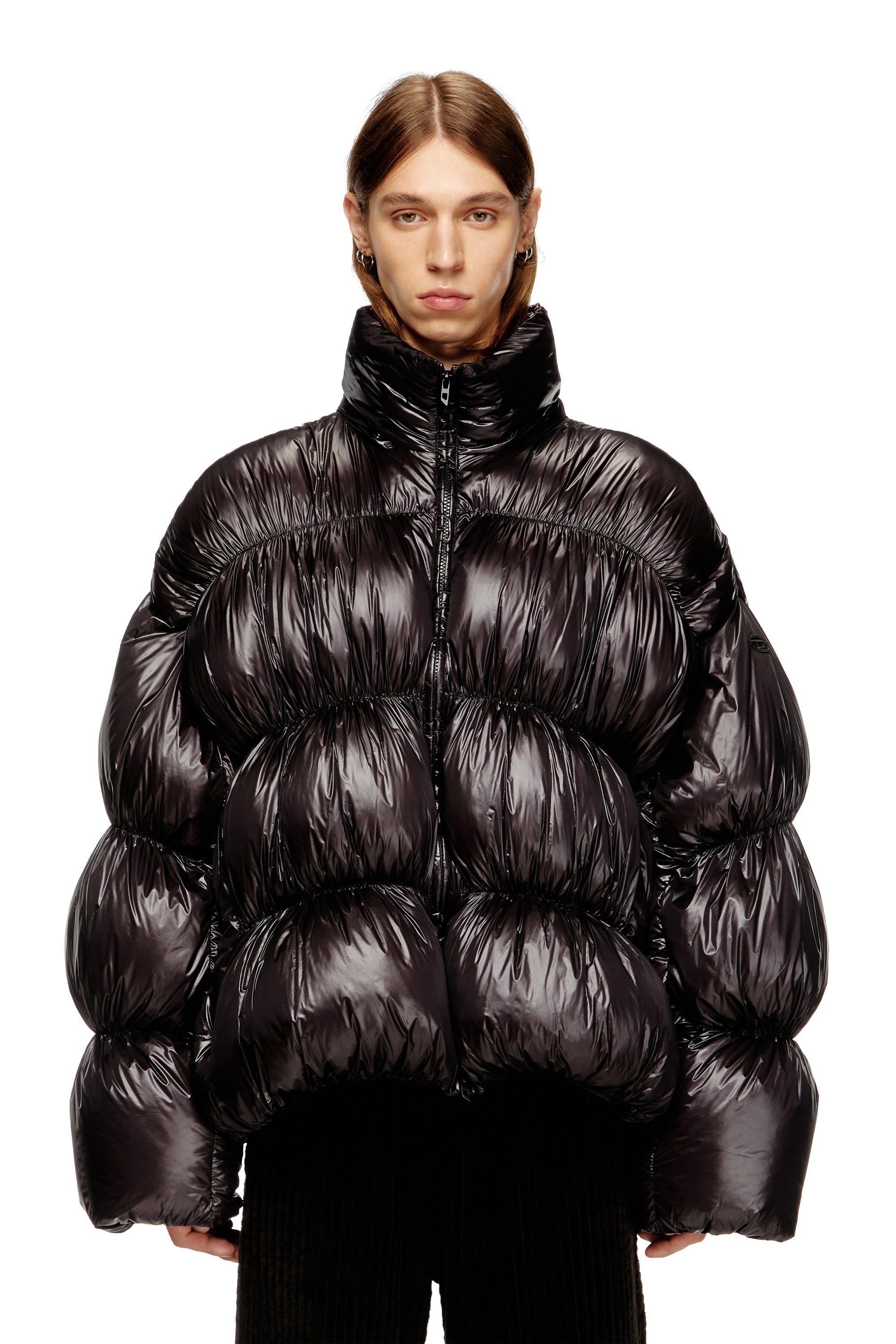 Diesel - W-CHOCO, Male's Hooded down jacket with bubble effect in null - 1
