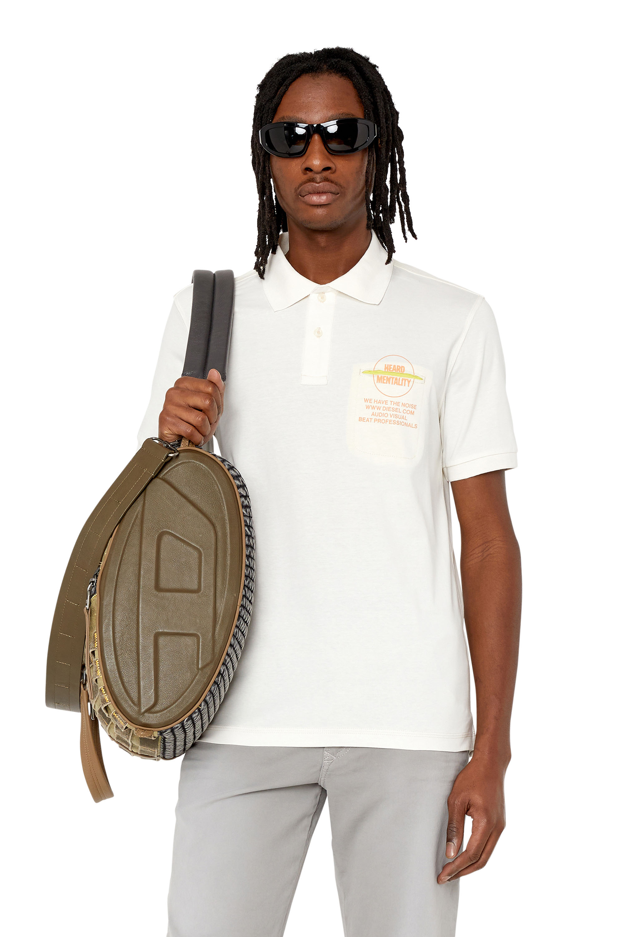 Diesel - T-SPOUCH, Camisa polo con detalle en contraste Hombre in Blanco - 3