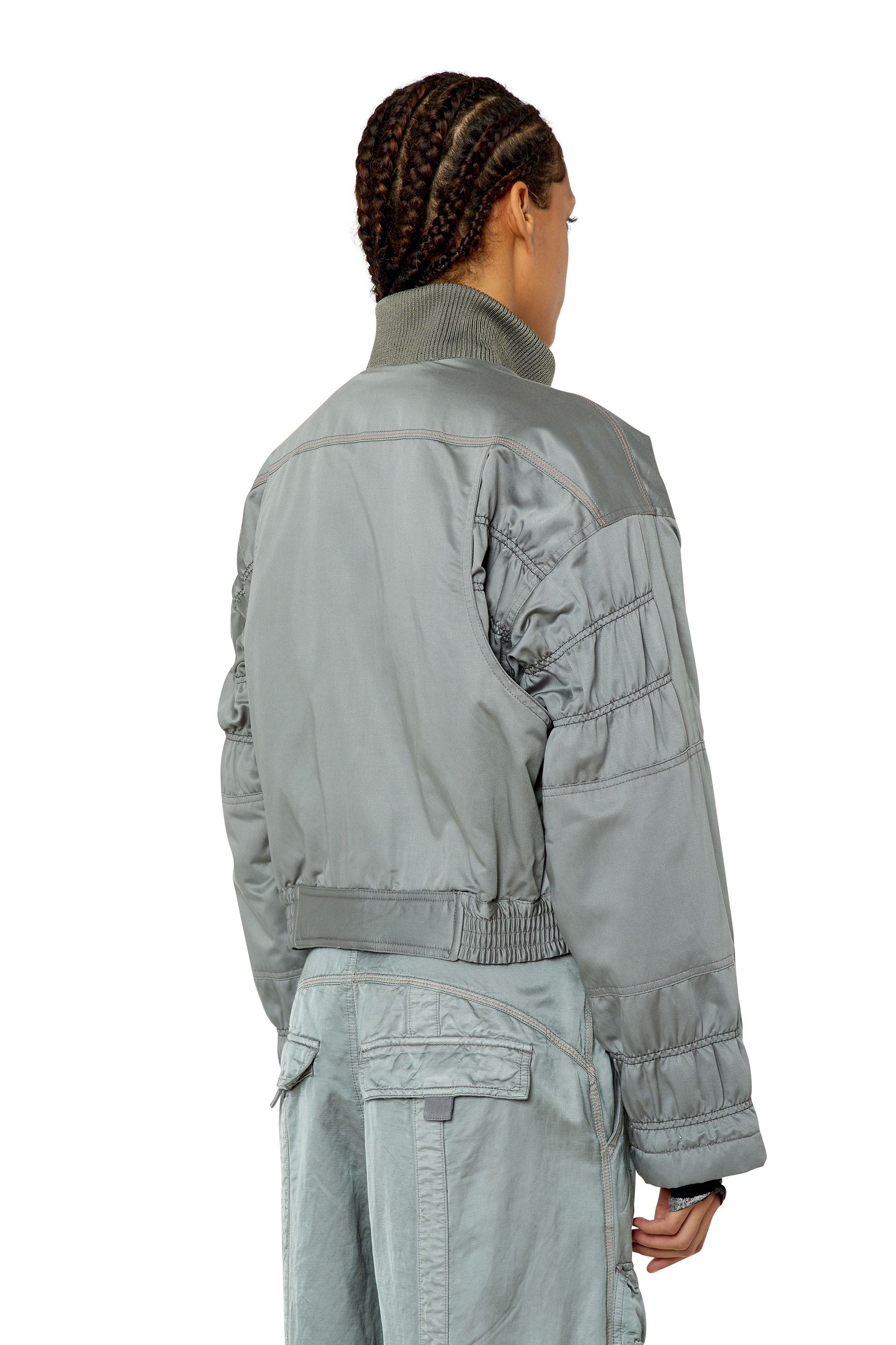 Diesel - G-MILA, Woman's Utility jacket in slub satin in Grey - 5