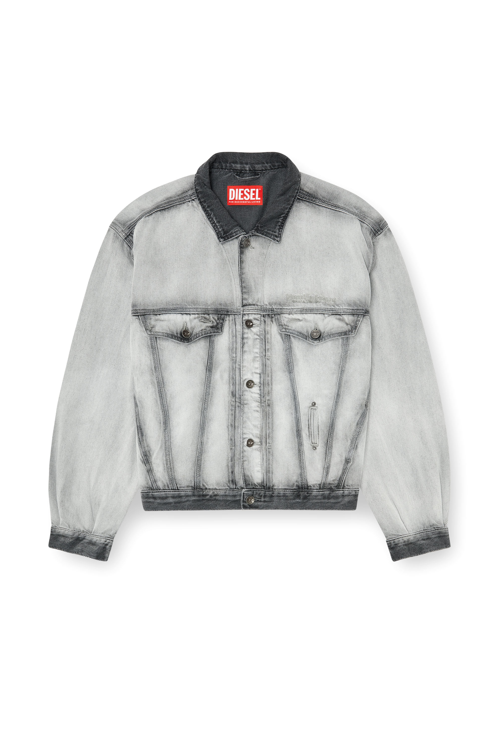 Diesel - D-DENVER-FSI, Chaqueta trucker en denim esqueleto suave Unisex in Gris - 3