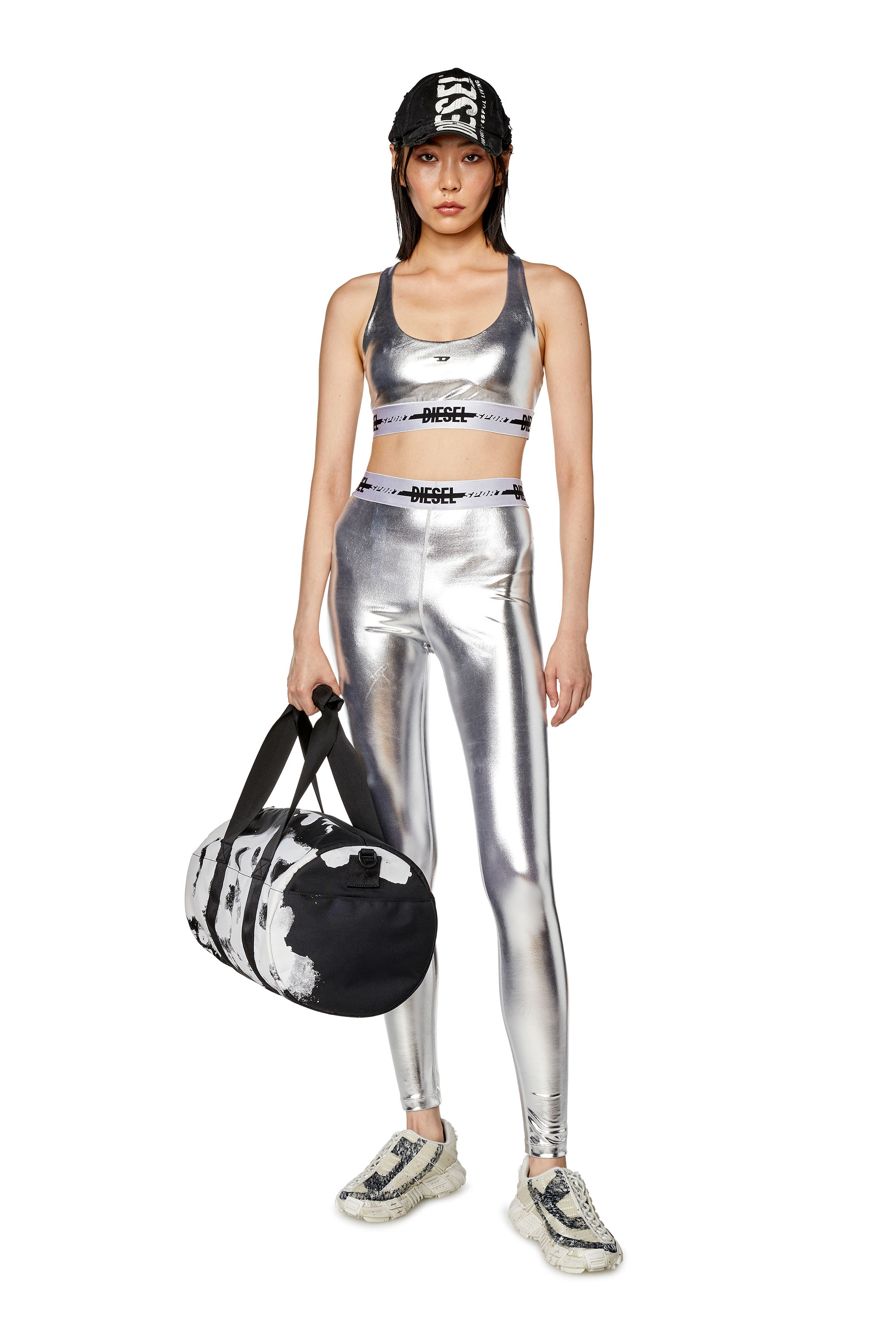 Women's Metallic sports bra | Silver | Diesel CA
