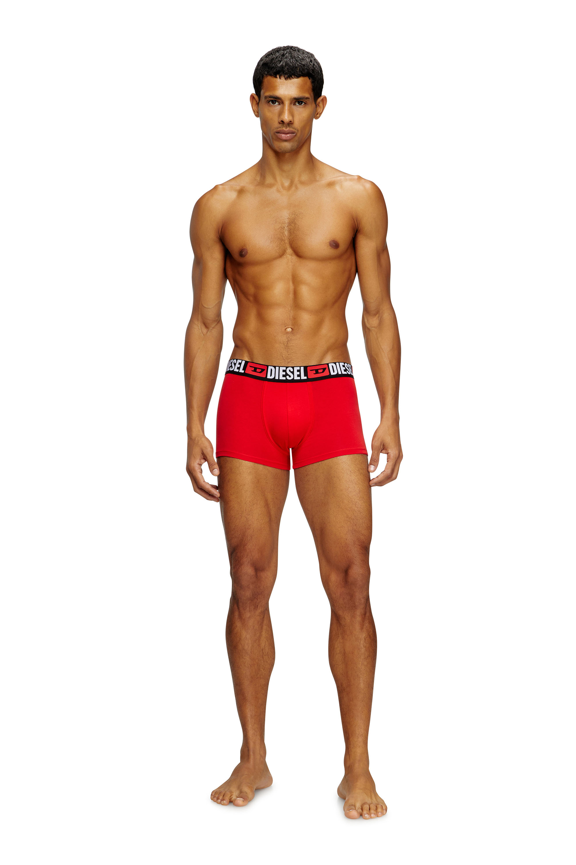 Diesel - UMBX-DAMIENTHREEPACK, Male's Three-pack of all-over logo waist boxers in Red/Grey - 2