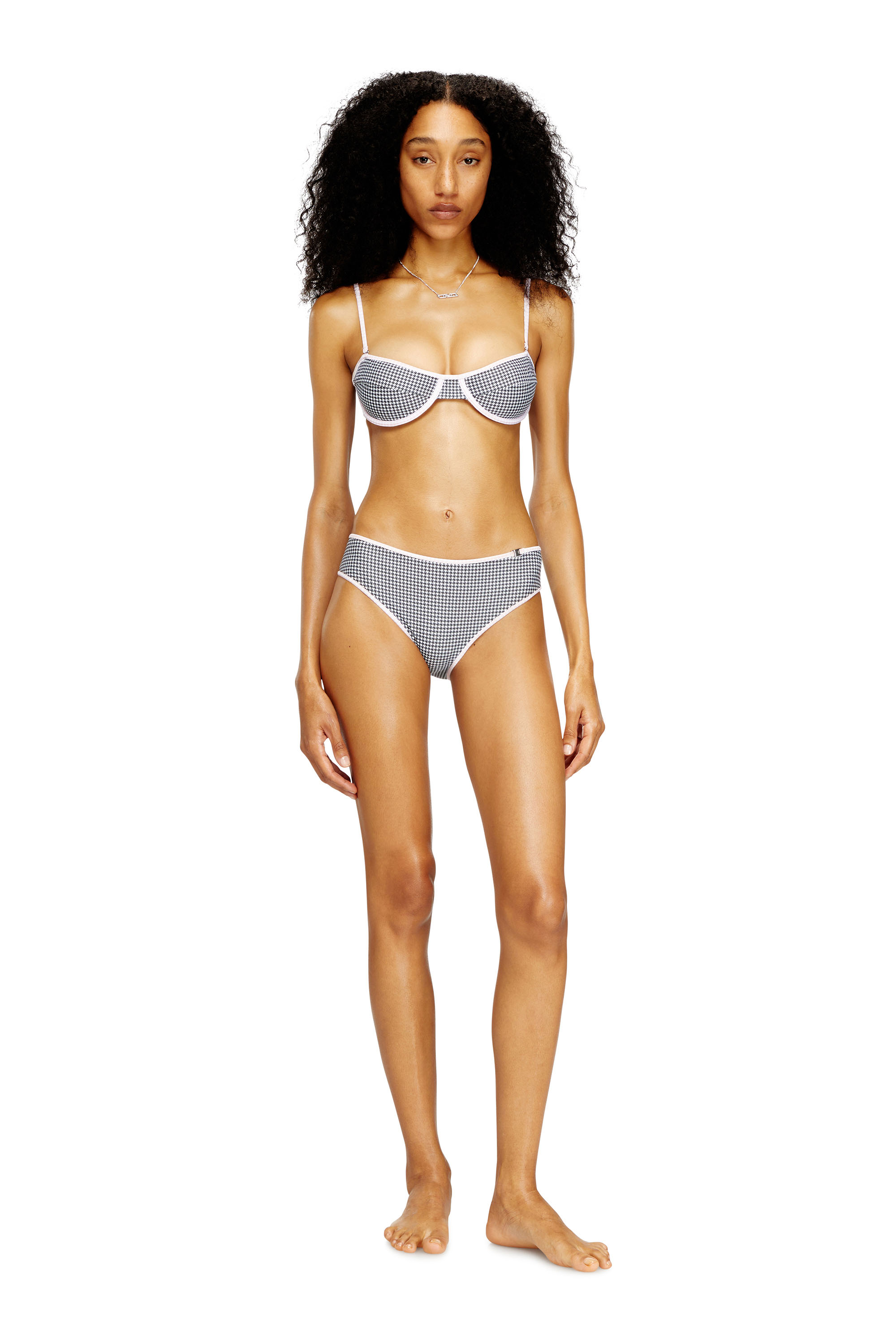 Diesel - LUCY-D-CORE, Female's Bikini bottoms with houndstooth print in Grey - 1