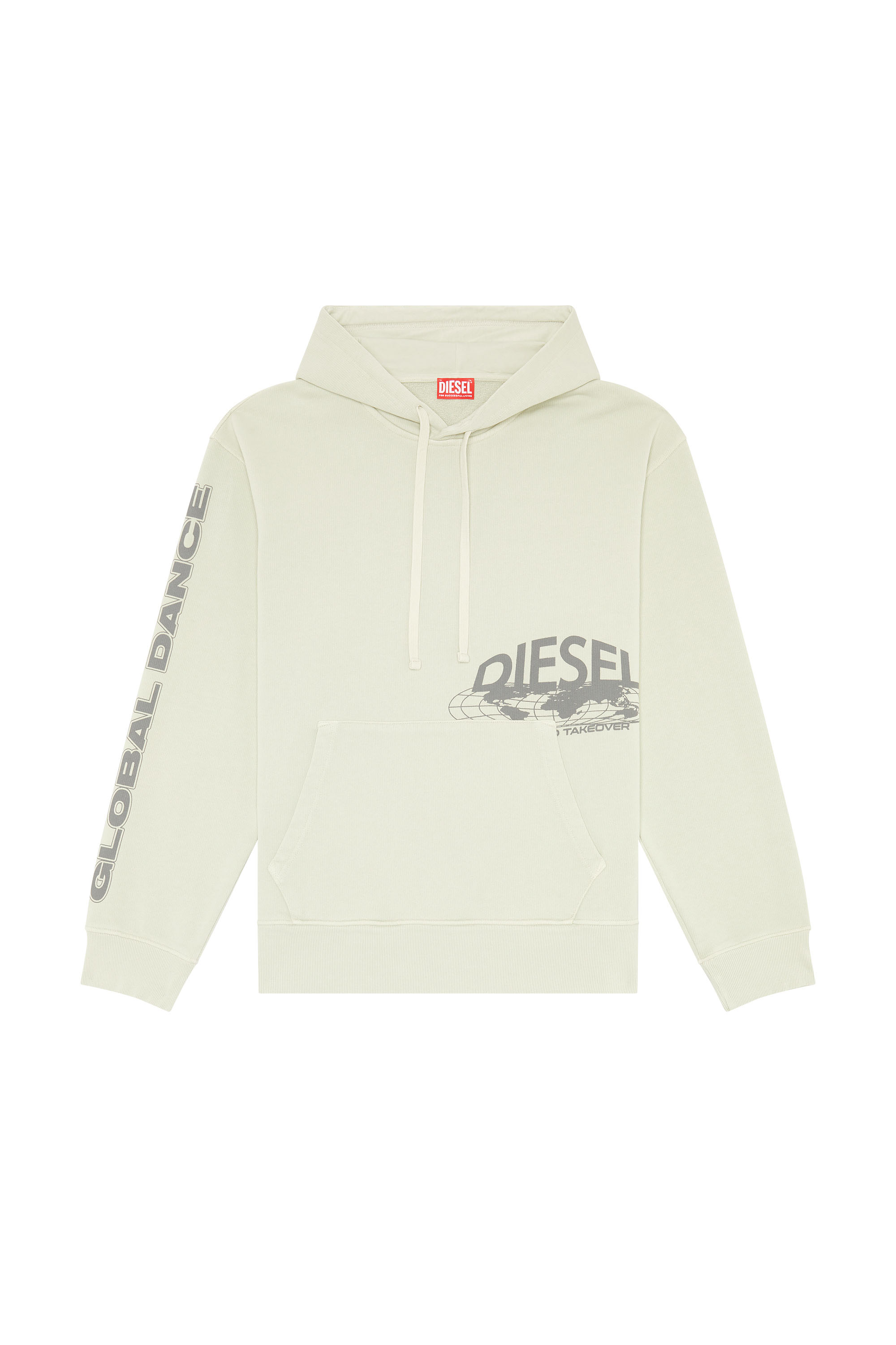 Men's Oversized faded hoodie with graphic print | White | Diesel