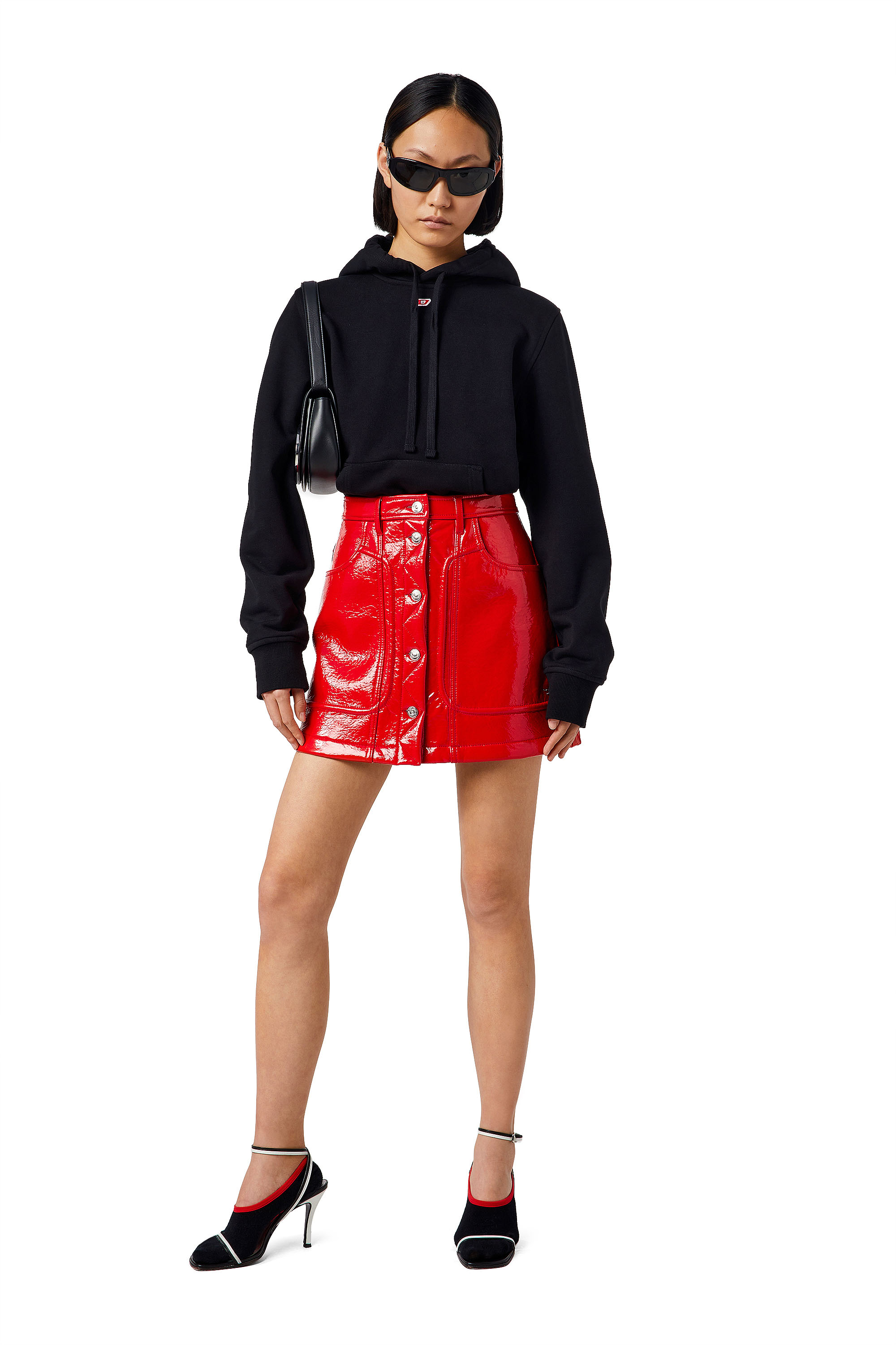 Diesel - S-GINN-HOOD-D, Woman's Hoodie with D logo in Black - 1