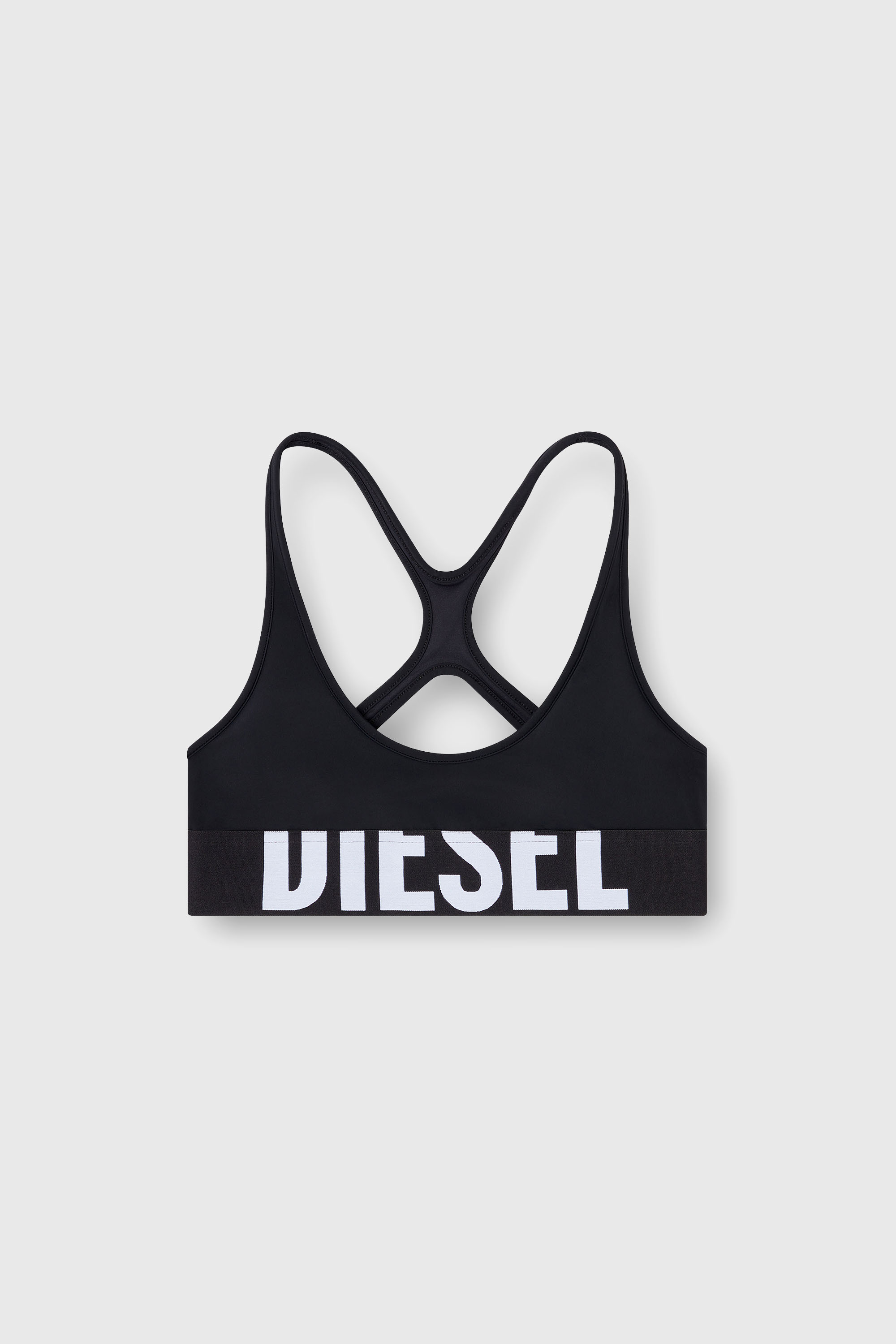 Diesel - ALLISON-D-POP, Female's Microfibre sports bra with cut-off logo in Black - 6