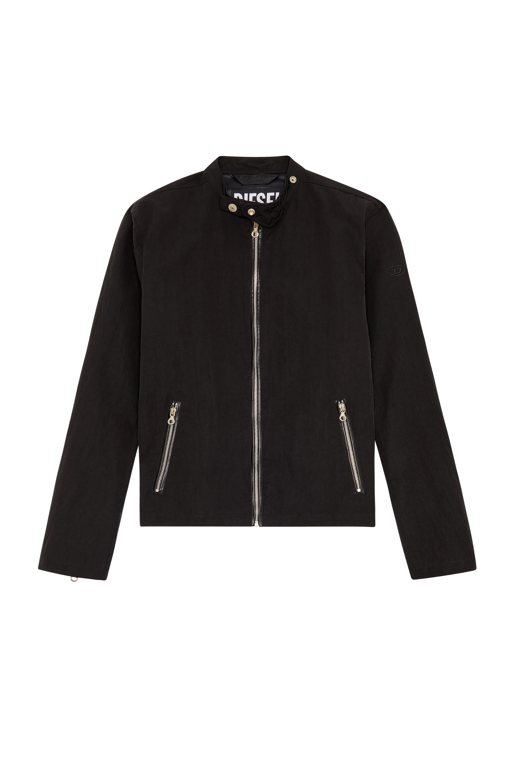 Diesel - J-SOFORI-NEW, Man's Biker jacket in textured technical canvas in Black - 2